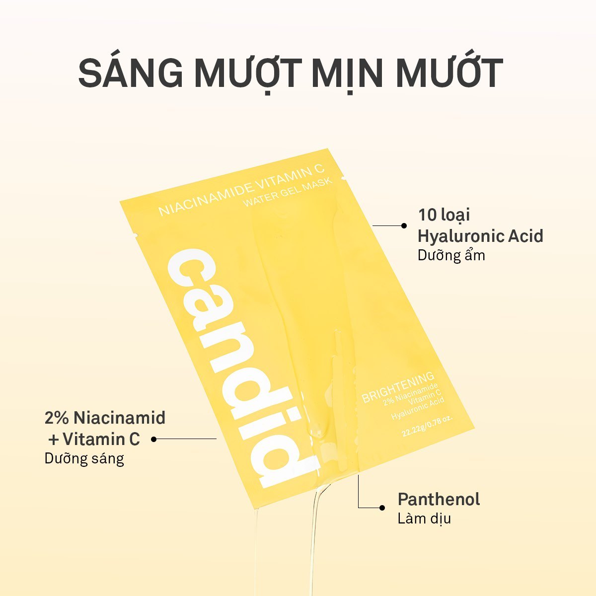 Mặt nạ dưỡng sáng Candid Niacinamide Vitamin C Water Gel Mask (hộp 10 miếng)