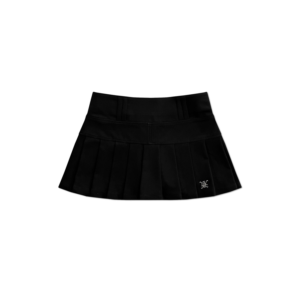 PRIVÉ LOW-RISE PLEATED MINI SKIRT - BLACK