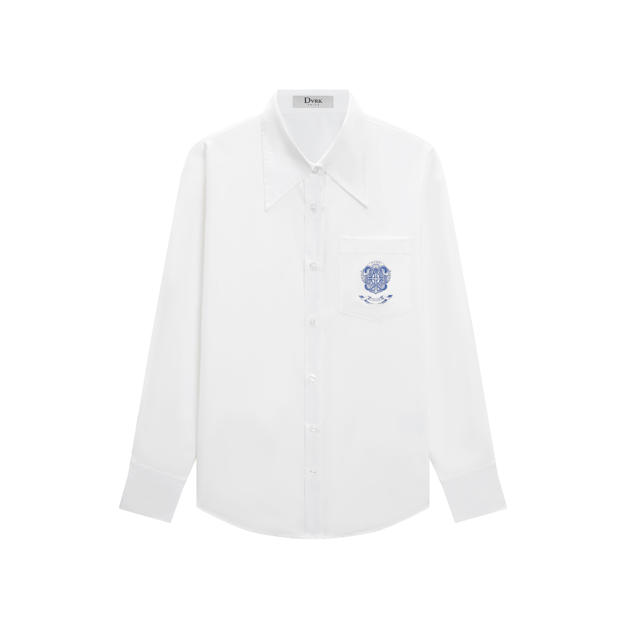 DVRK PRIVÉ LOGO PLAIN OVERSIZED SHIRT - WHITE