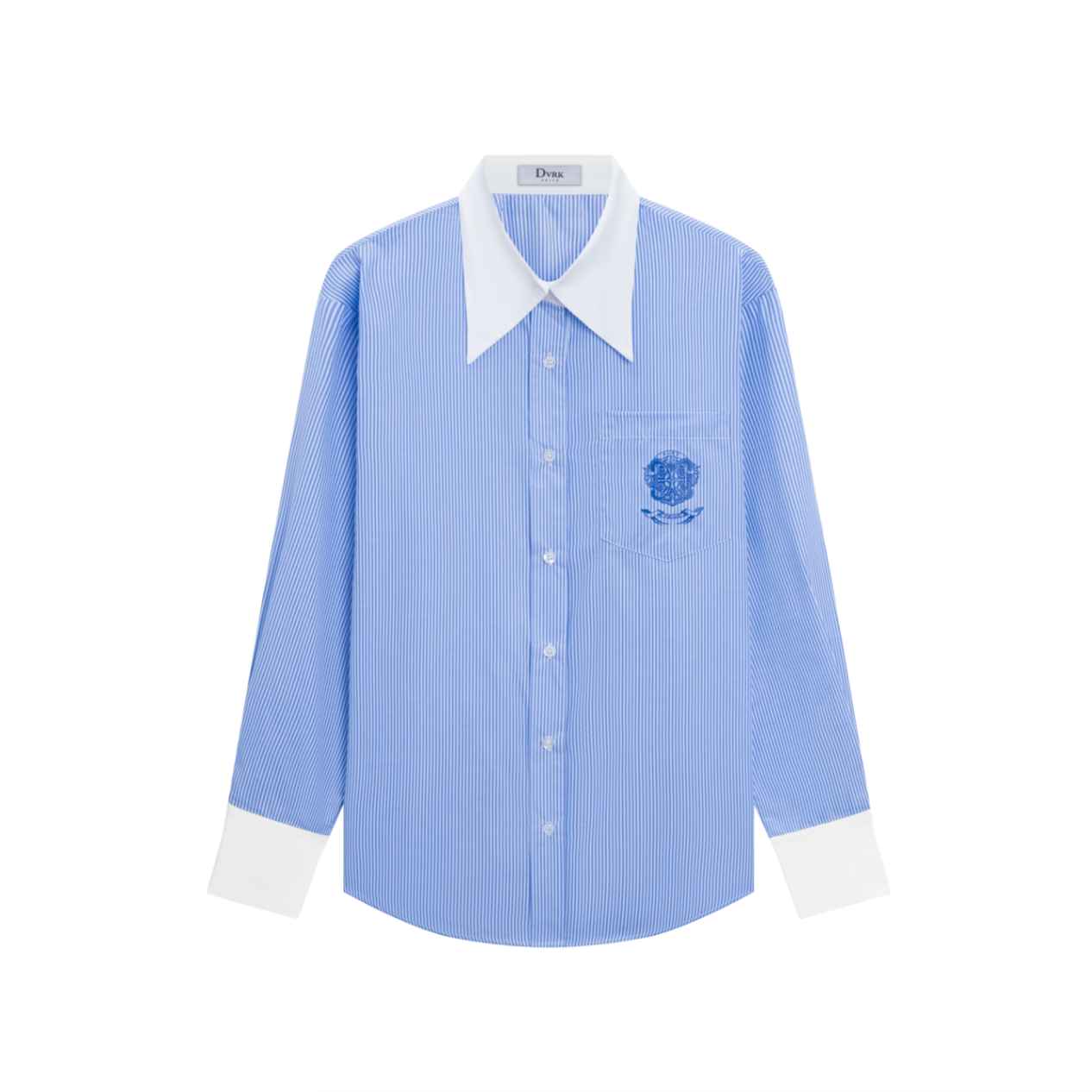 DVRK PRIVÉ LOGO STRIPED OVERSIZED SHIRT - MIDNIGHT BLUE