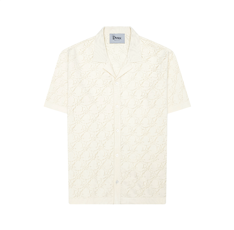 DVRK PRIVÉ POINTELLE-KNITTED MONOGRAM SHIRT - CREAM