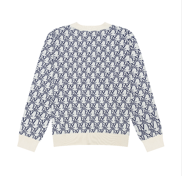 DVRK PRIVÉ KNIT CROPPED MONOGRAM CARDIGAN - MIDNIGHT BLUE 2