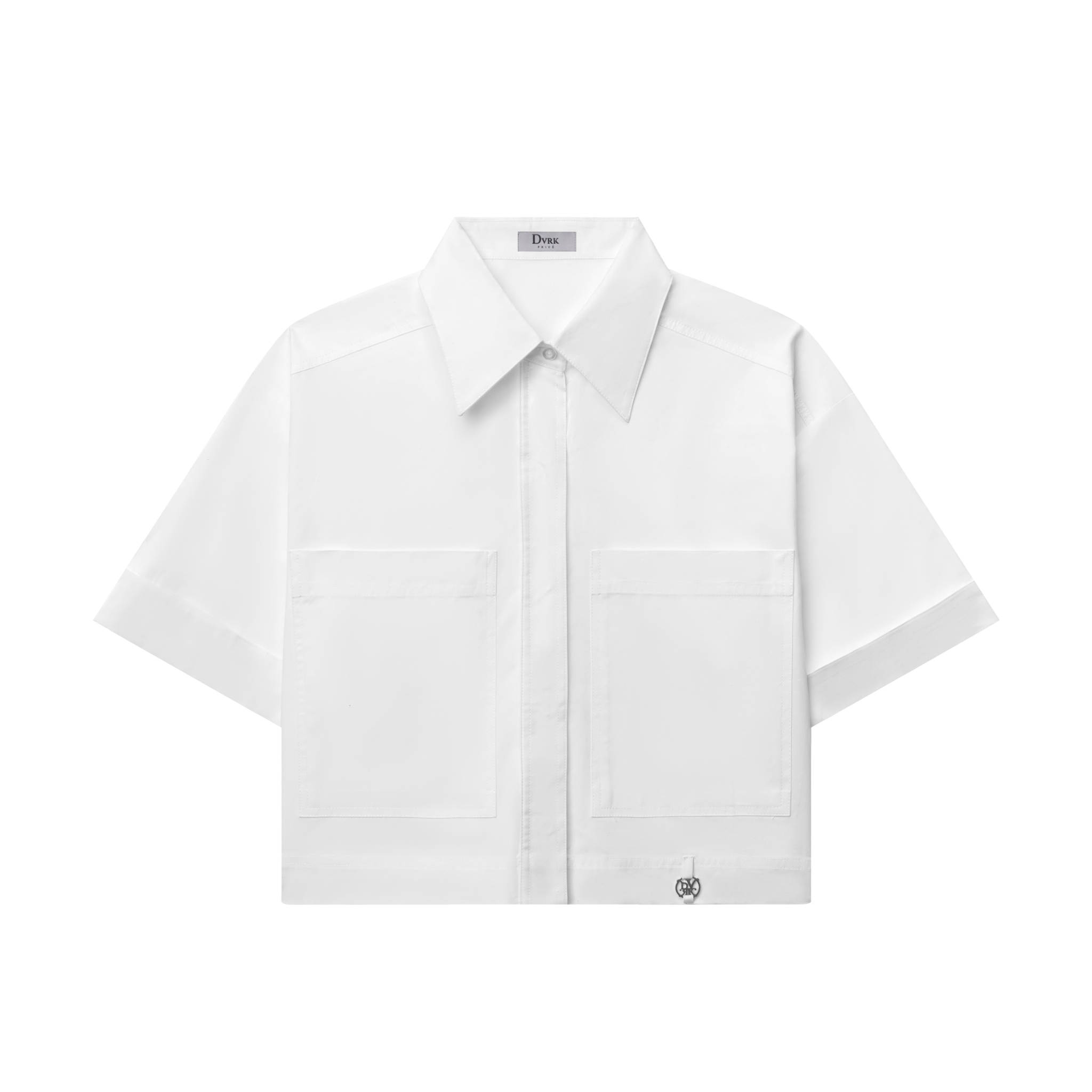 DVRK PRIVÉ CROPPED SHORT-SLEEVE SHIRT WITH METAL LOGO - WHITE