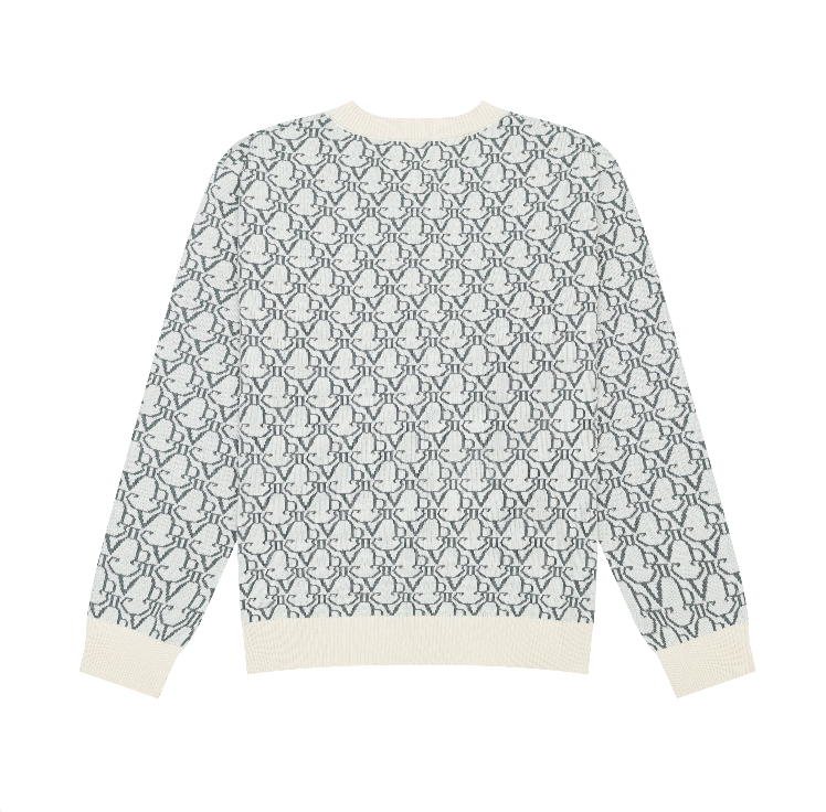 DVRK PRIVÉ KNIT CROPPED MONOGRAM CARDIGAN - CREAM/GREY 2