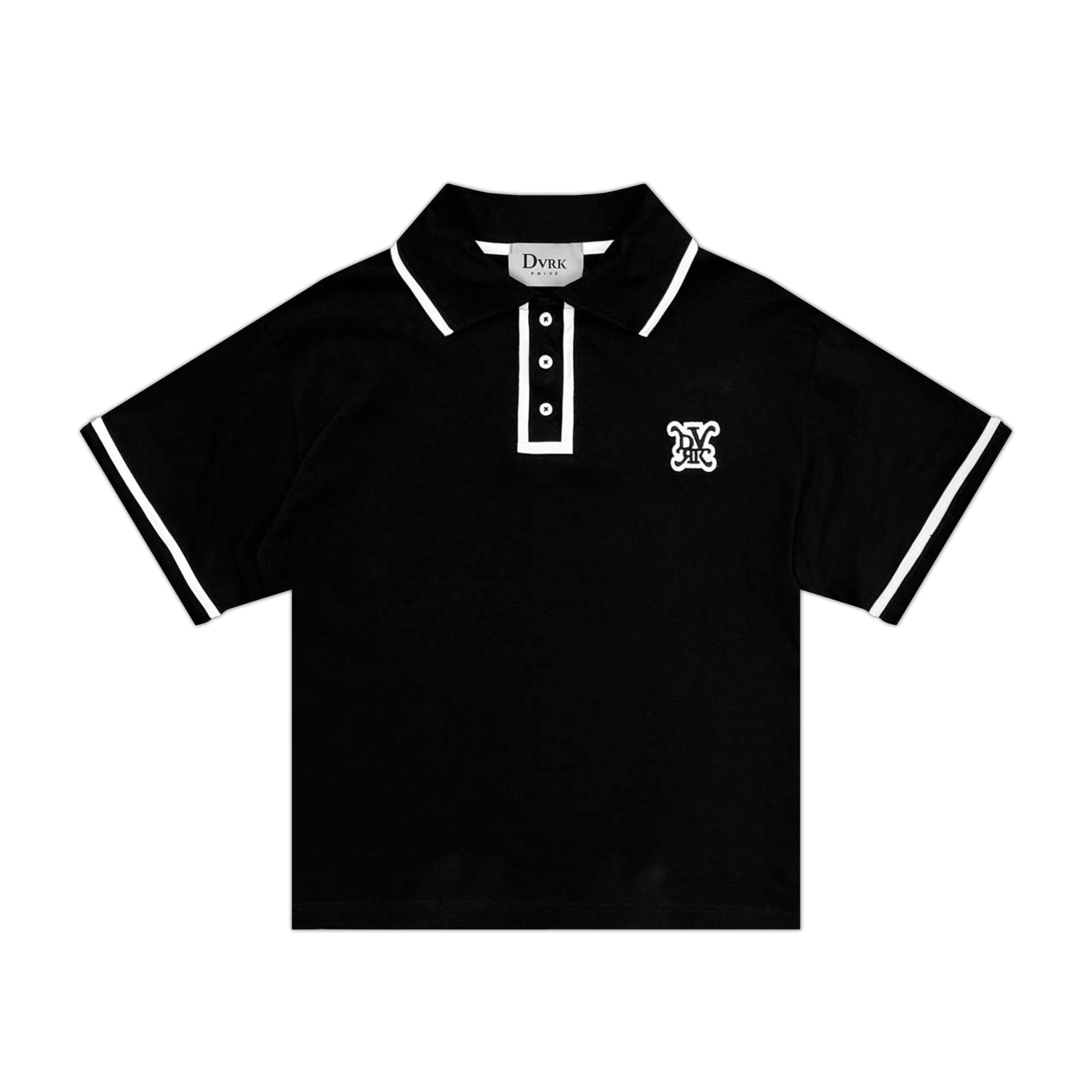 DVRK PRIVÉ LINED EMBROIDERED LOGO POLO - BLACK