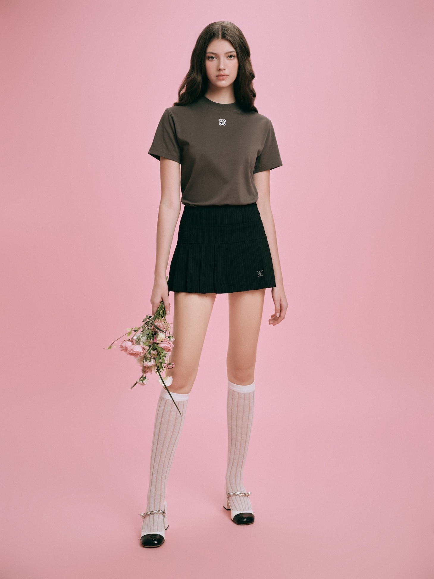 DVRK PRIVÉ LOW-RISE STRIPED PLEATED MINI SKIRT - BLACK 7