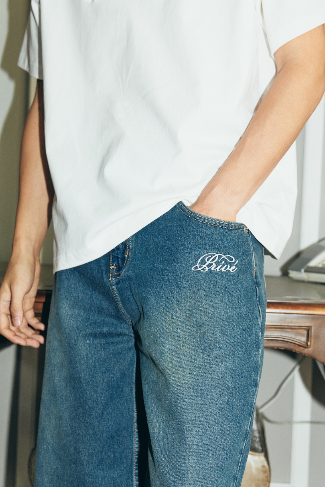DVRK PRIVÉ EMBROIDERED LOGO DENIM JEANS - BLUE 5