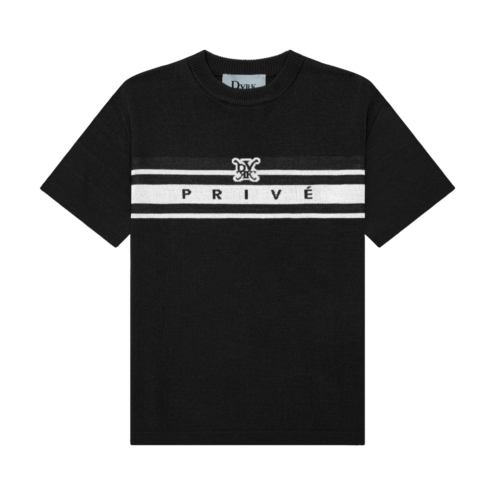 DVRK PRIVÉ BAR LOGO BOXY KNITTED T-SHIRT - GREY