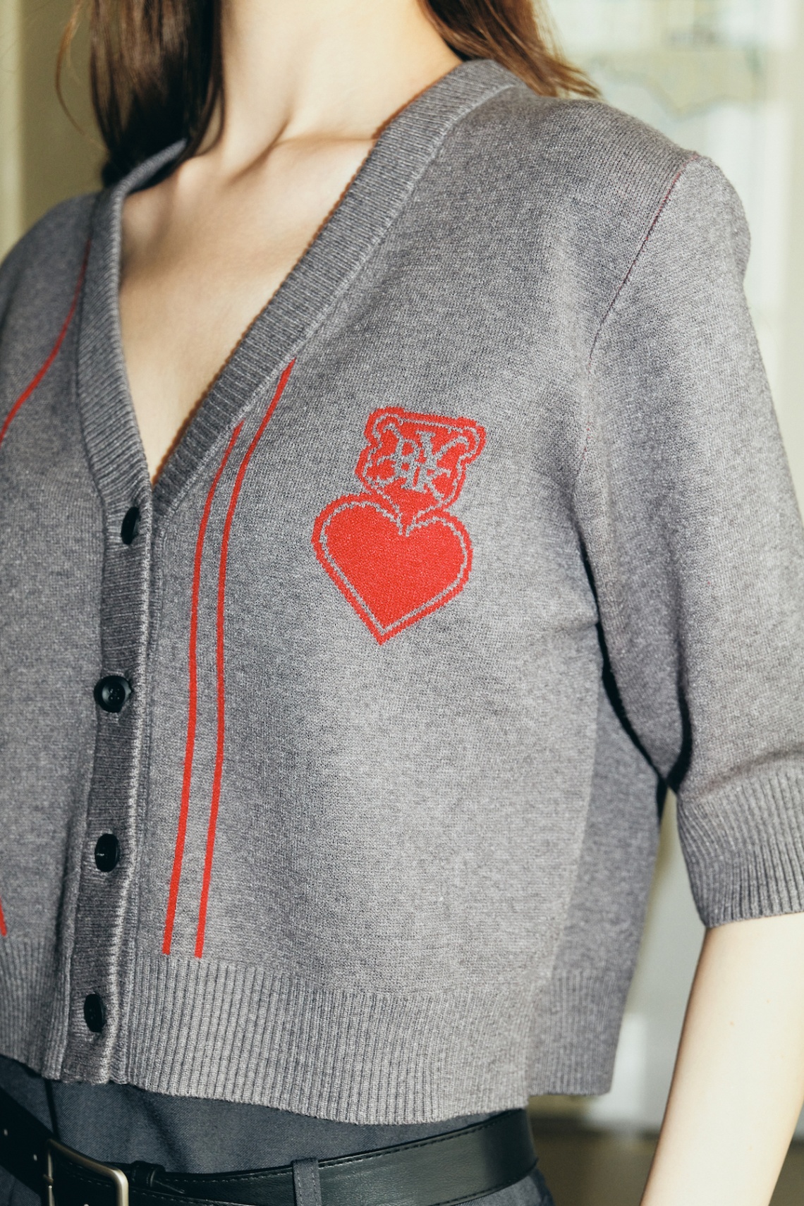 DVRK PRIVÉ HEART LOGO KNITTED CARDIGAN - GREY 4