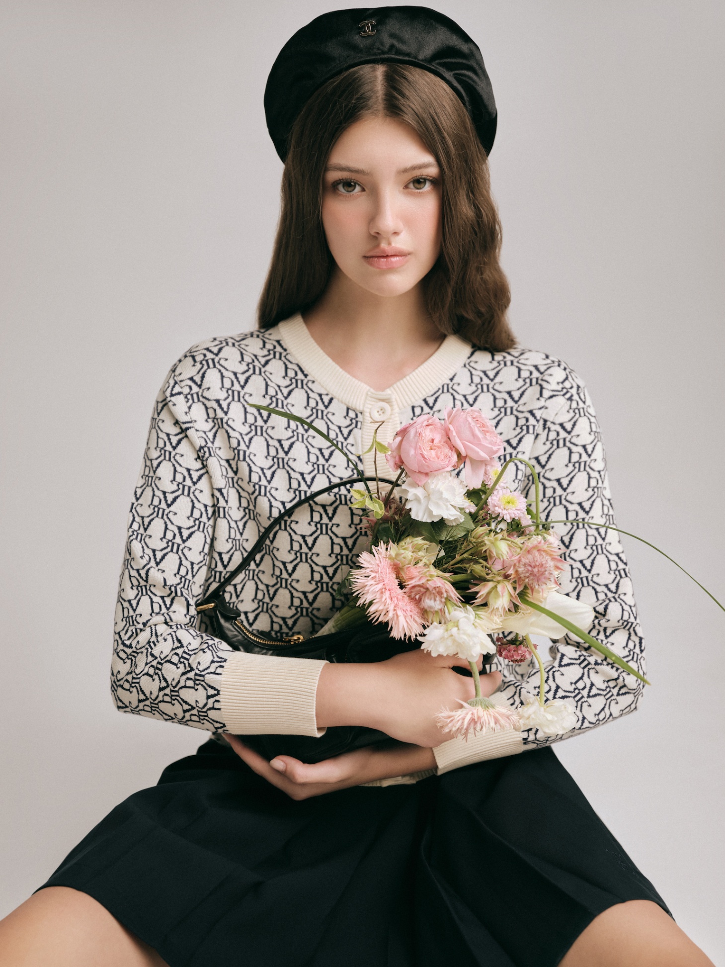 DVRK PRIVÉ KNIT CROPPED MONOGRAM CARDIGAN - MIDNIGHT BLUE 4