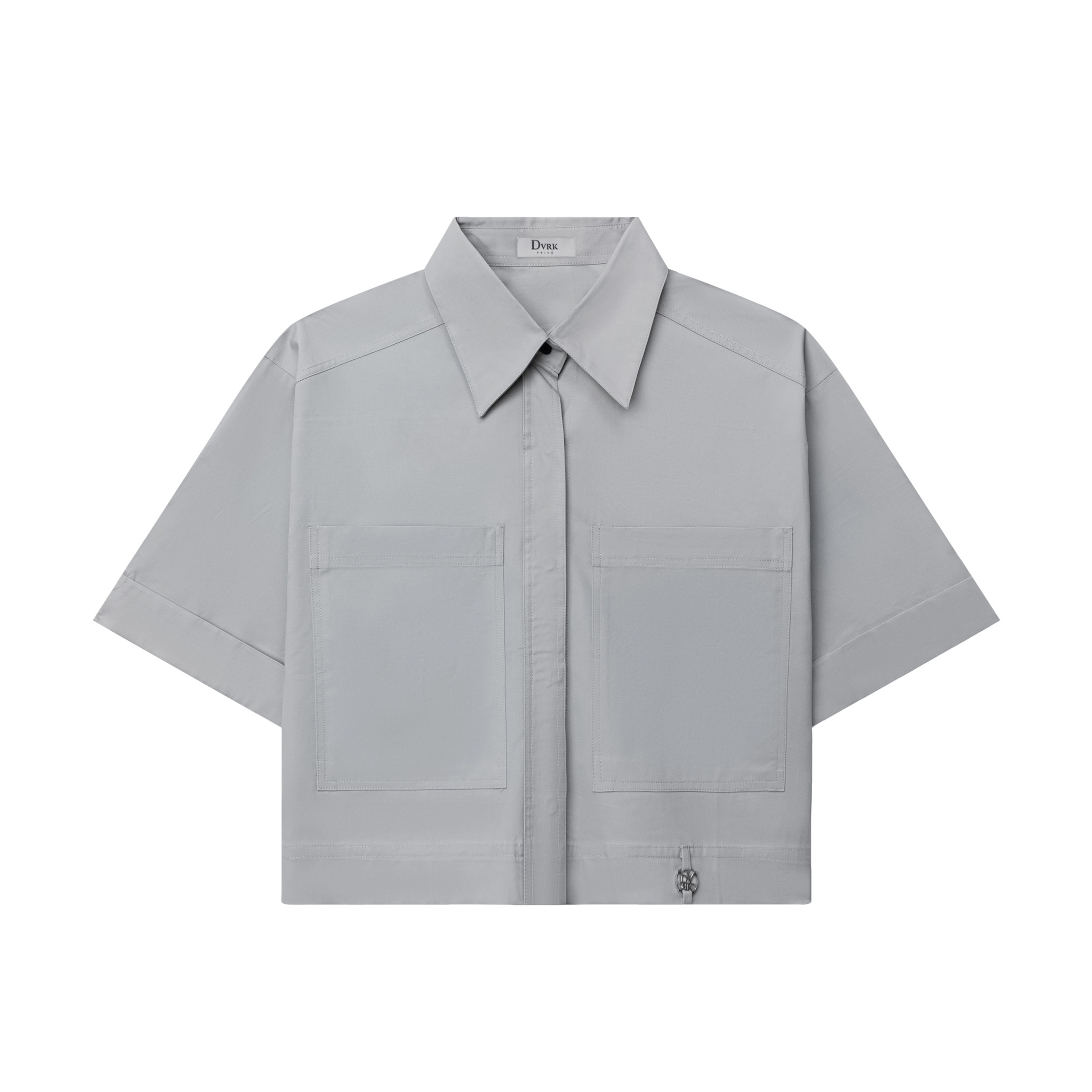 DVRK PRIVÉ CROPPED SHORT-SLEEVE SHIRT WITH METAL LOGO - GREY