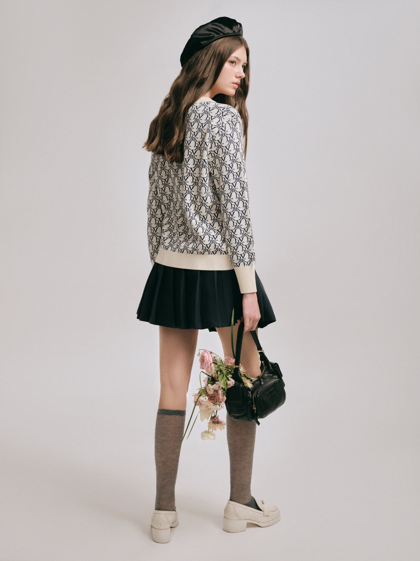 DVRK PRIVÉ KNIT CROPPED MONOGRAM CARDIGAN - MIDNIGHT BLUE 6