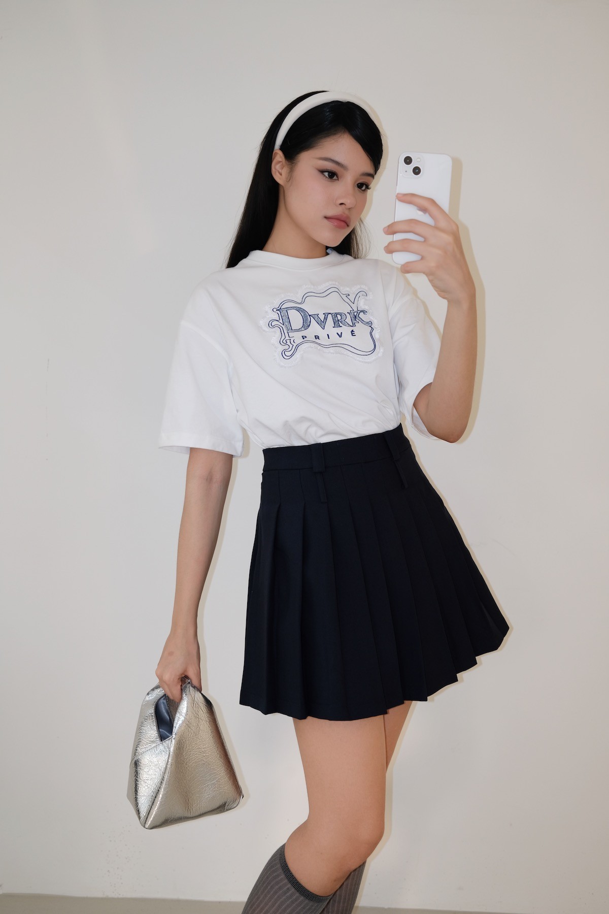 DVRK PRIVÉ TWO BELTS PLEATED MINI SKIRT - MIDNIGHT BLUE 2