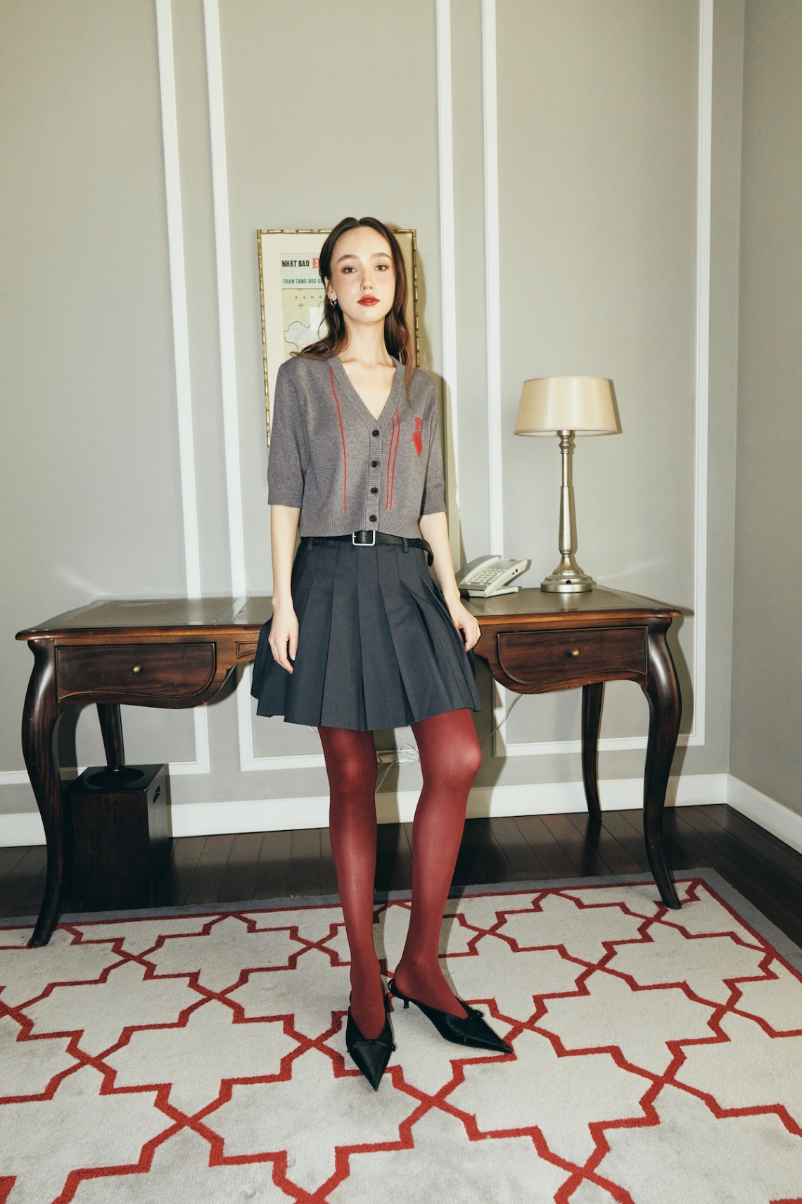 DVRK PRIVÉ HEART LOGO KNITTED CARDIGAN - GREY 6