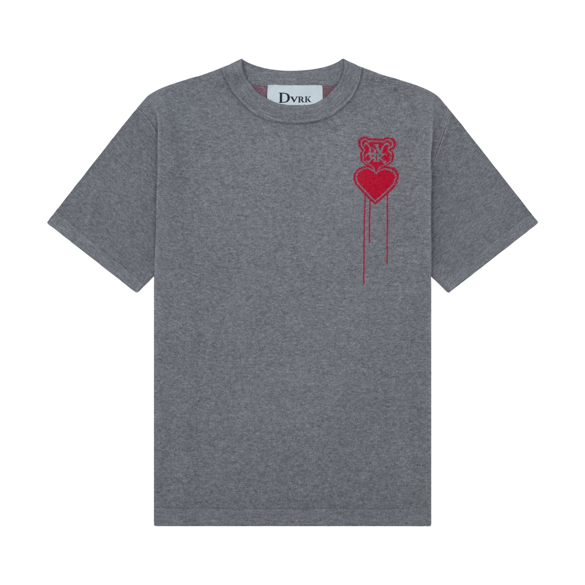 DVRK PRIVÉ HEART LOGO BOXY KNITTED T-SHIRT - GREY