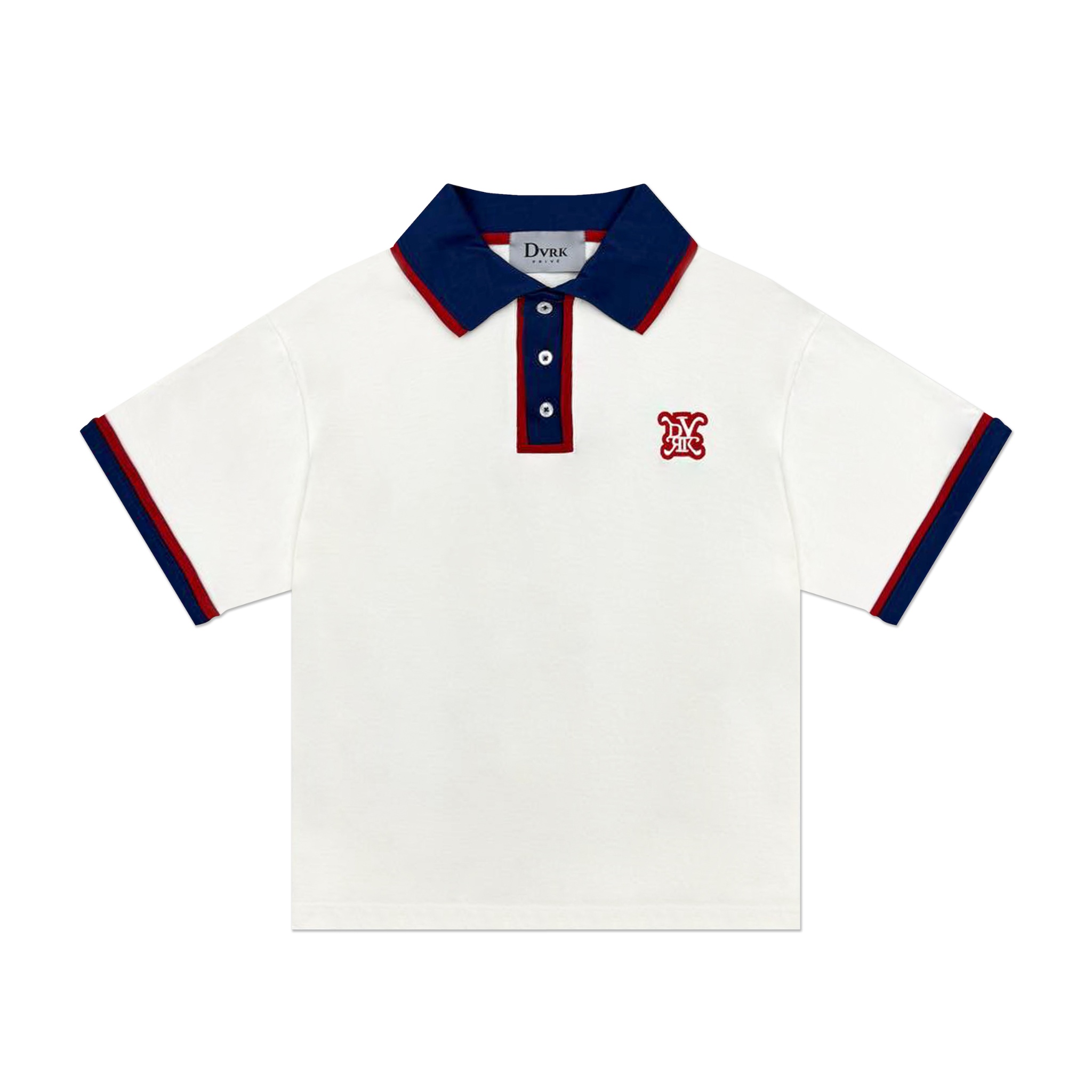 DVRK PRIVÉ LINED EMBROIDERED LOGO POLO - WHITE