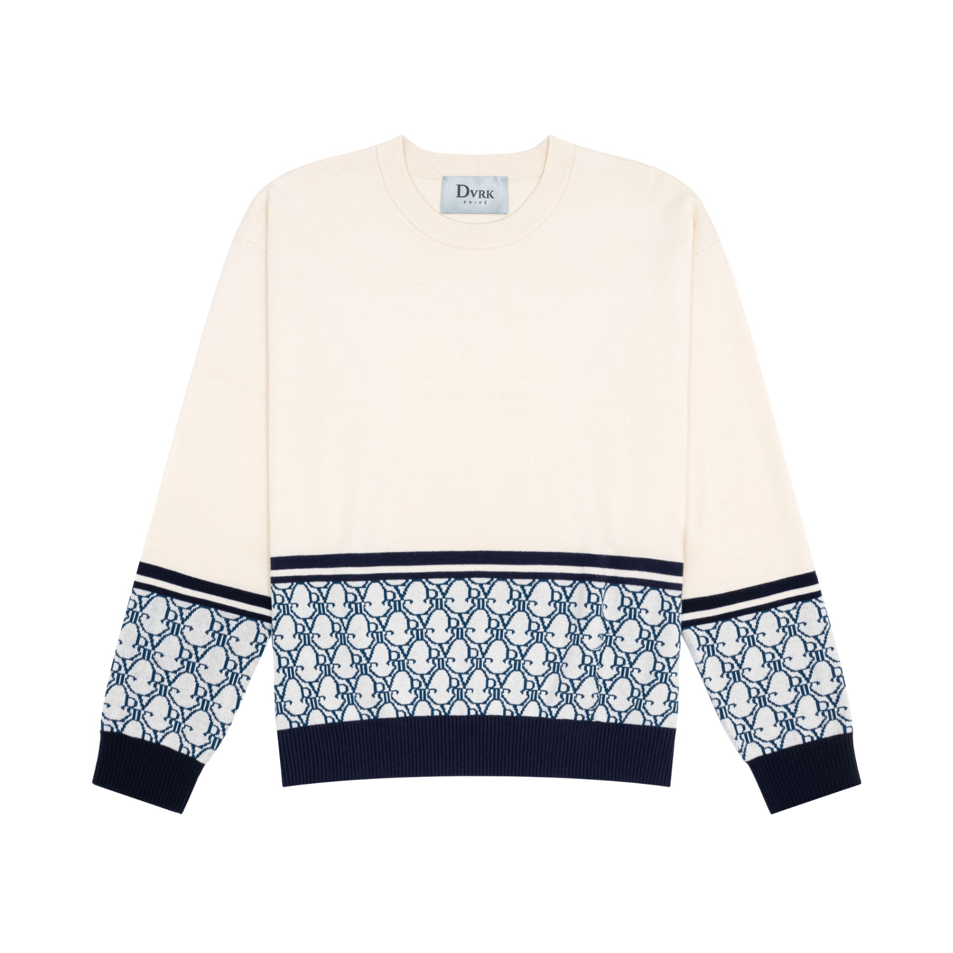 DVRK PRIVÉ STRIPED MONOGRAM SWEATER - CREAM