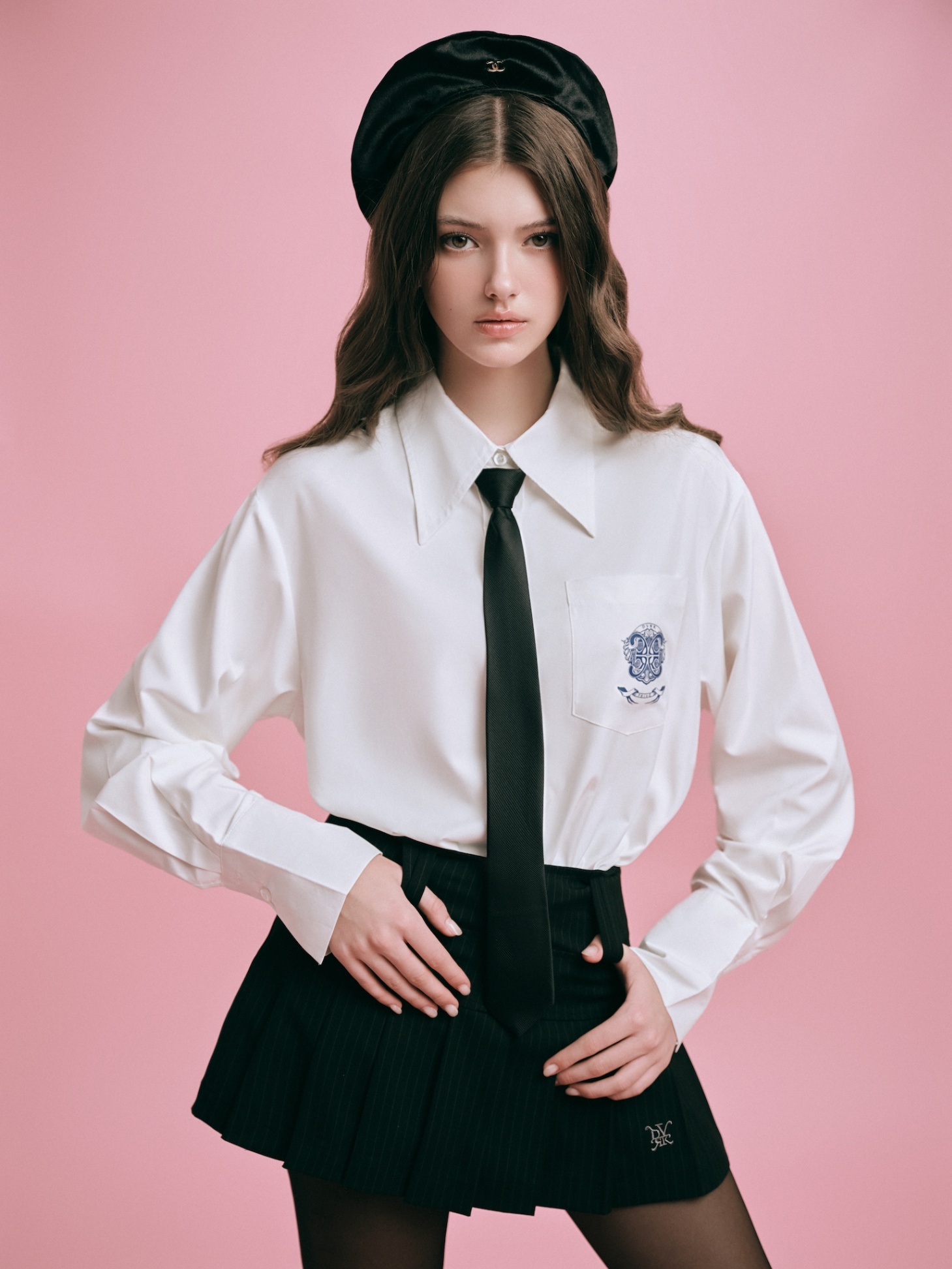 DVRK PRIVÉ LOW-RISE STRIPED PLEATED MINI SKIRT - BLACK 5