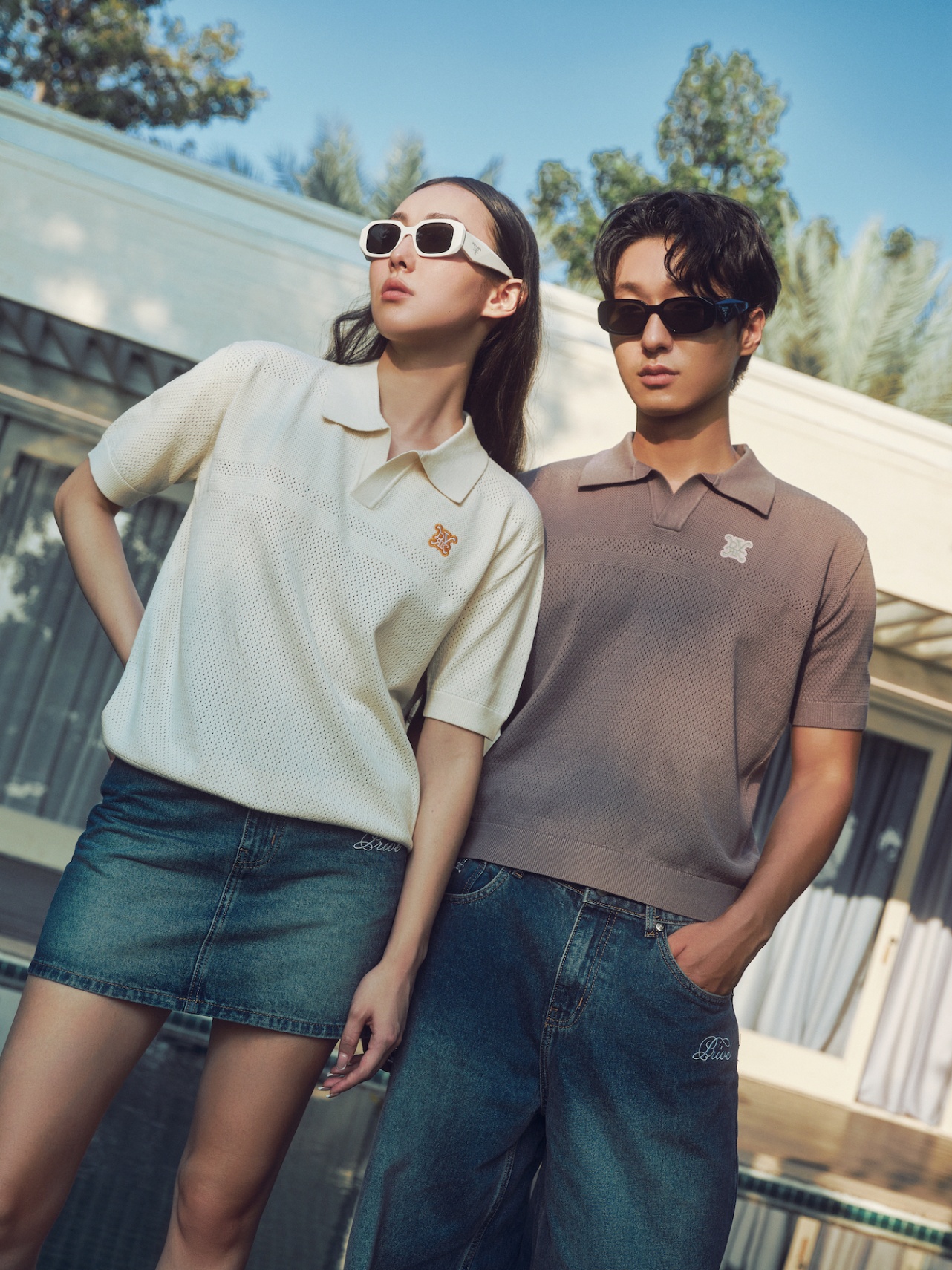 DVRK PRIVÉ BUTTONLESS POINTELLE KNITTED POLO - CREAM