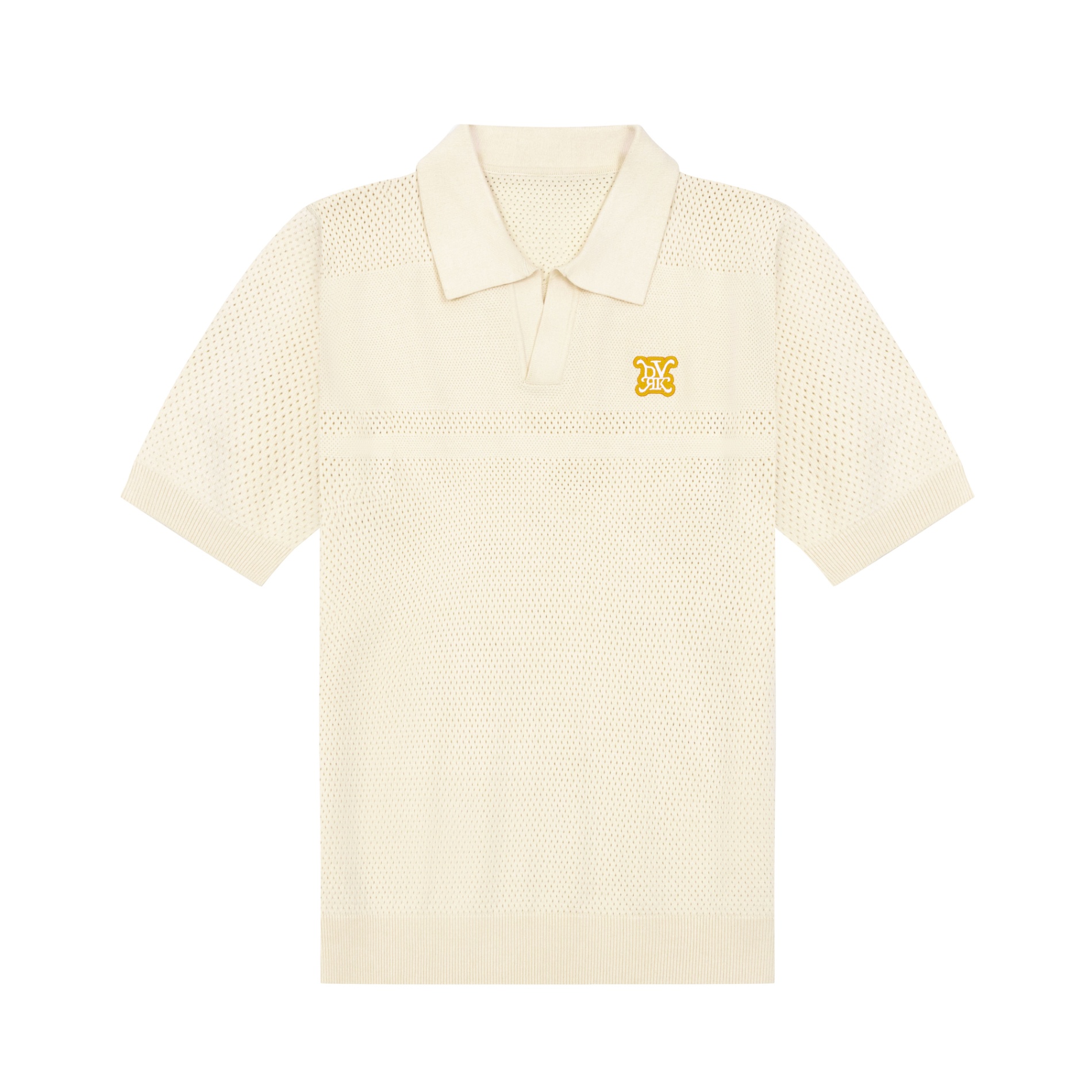 DVRK PRIVÉ BUTTONLESS POINTELLE KNITTED POLO - CREAM