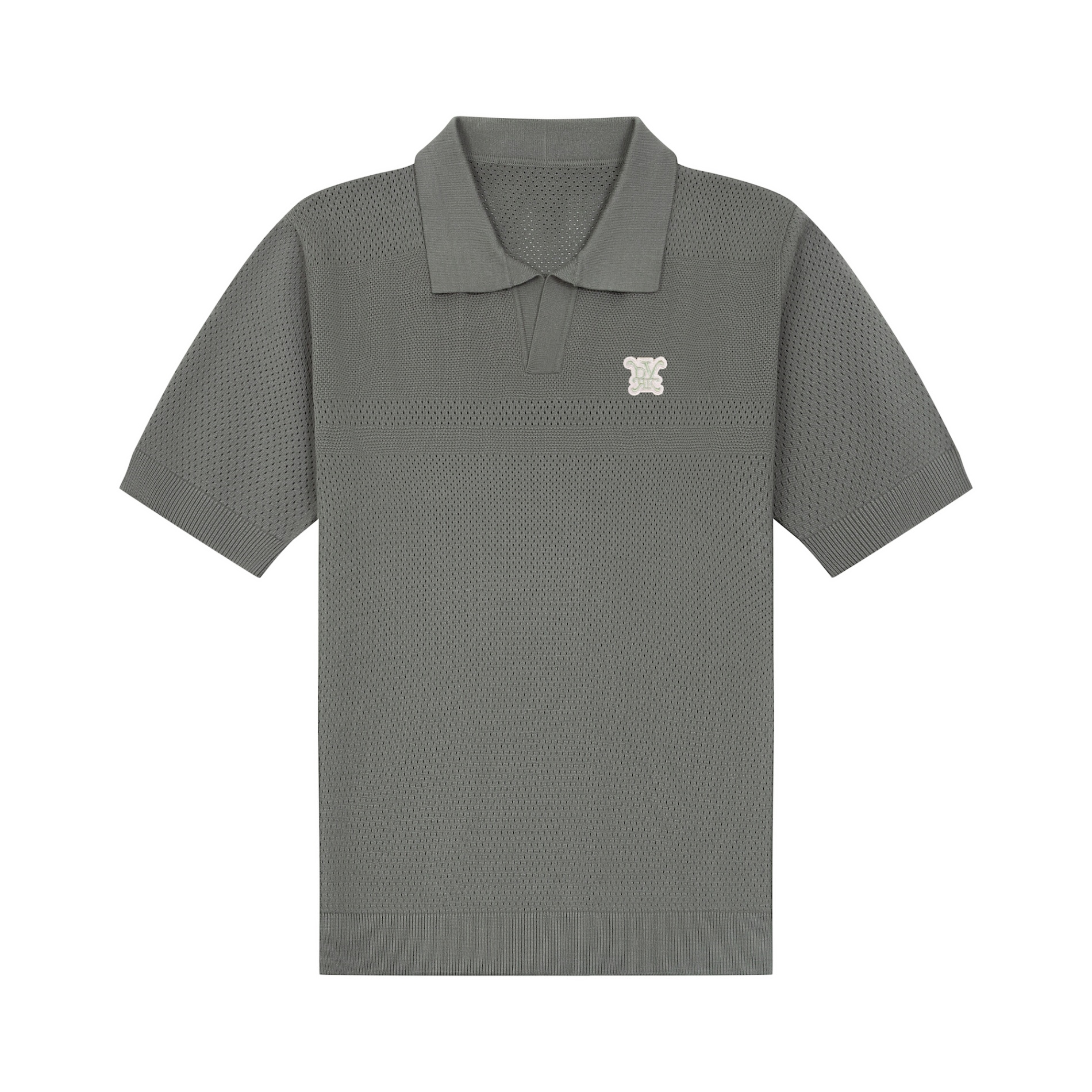 DVRK PRIVÉ BUTTONLESS POINTELLE KNITTED POLO - GREY