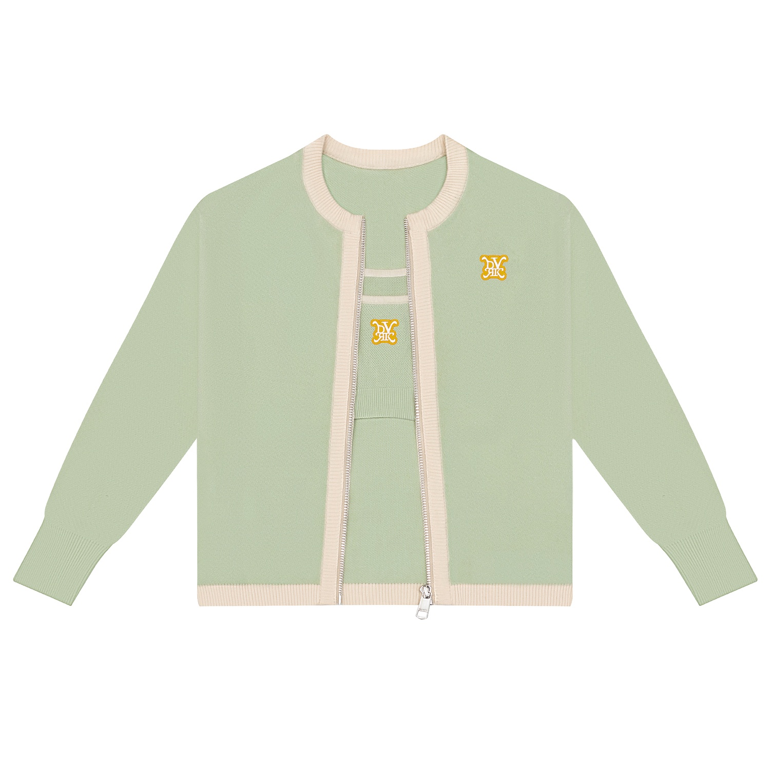 DVRK PRIVÉ POINTELLE KNITTED CROPPED TOP & CARDIGAN SET - DEWKIST (ORANGE LOGO)