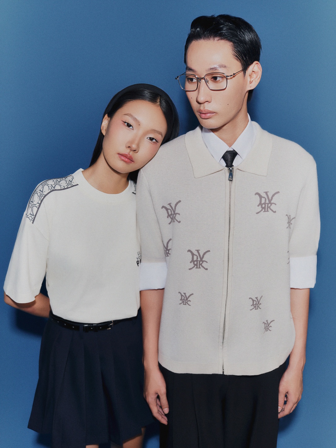 DVRK PRIVÉ MULTI LOGO KNITTED ZIP-UP SHIRT - CREAM 7