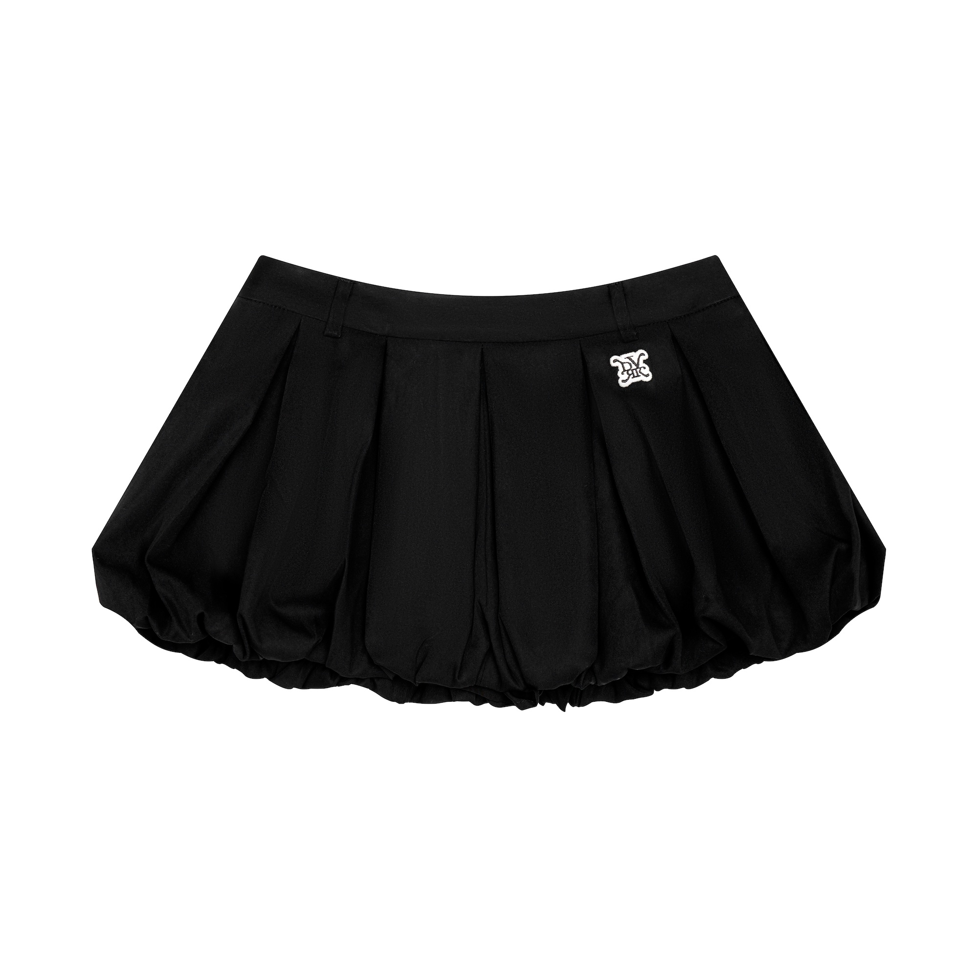 DVRK PRIVÉ PLEATED BUBBLE HEM MINI SKIRT - BLACK