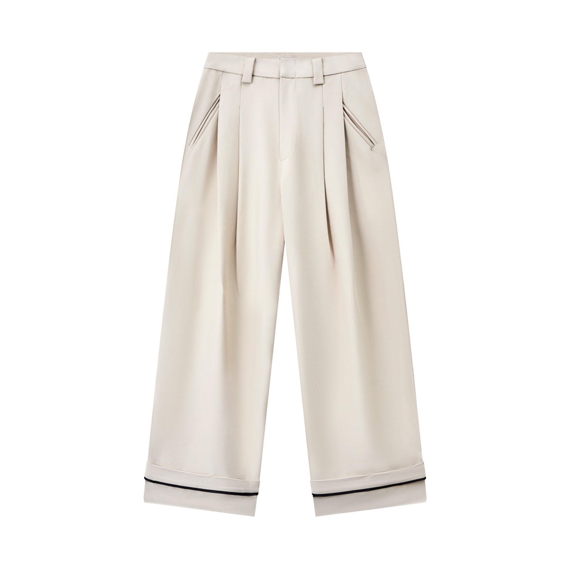 DVRK PRIVÉ DOUBLE PLEATED WIDE-LEG PANTS - CREAM