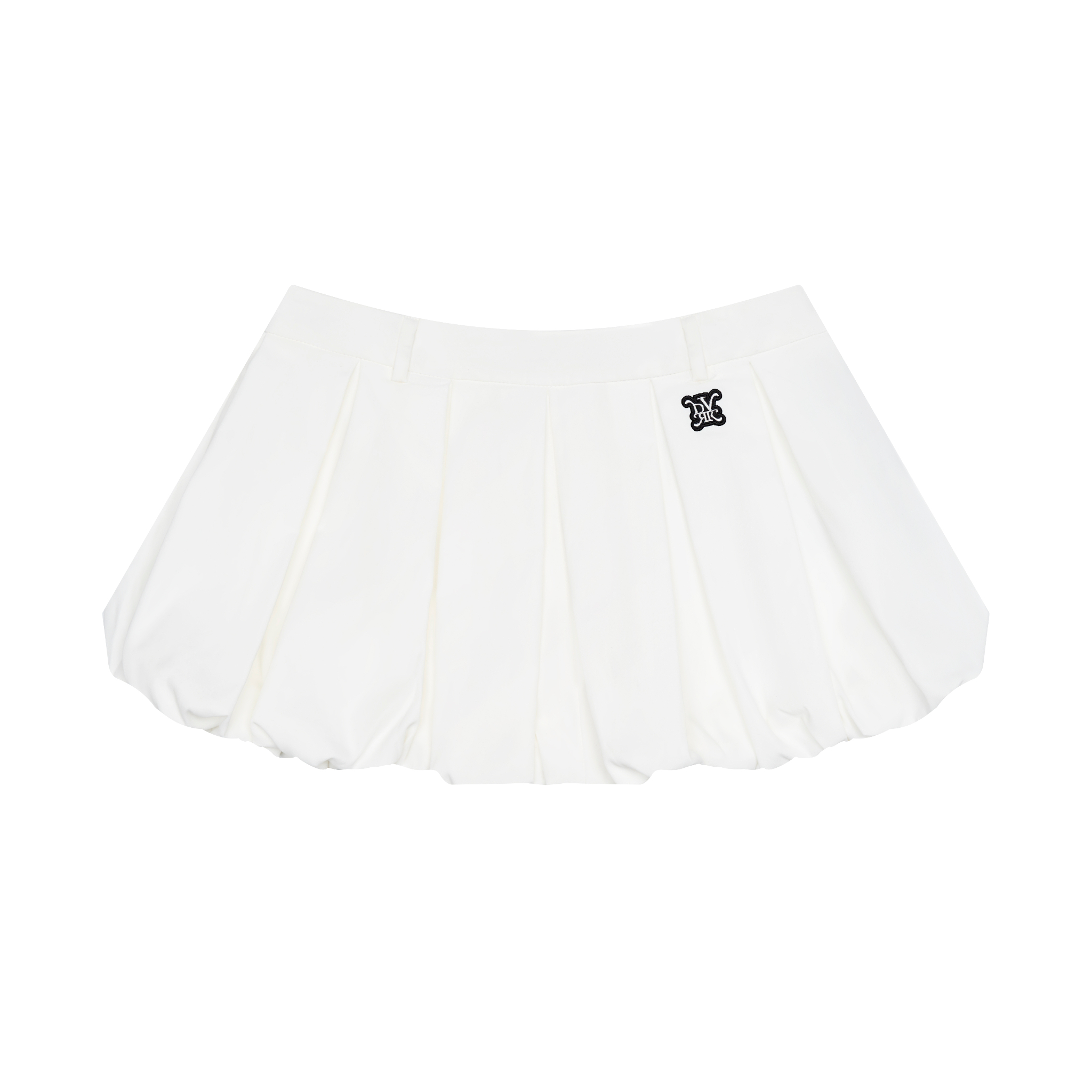 DVRK PRIVÉ PLEATED BUBBLE HEM MINI SKIRT - CREAM