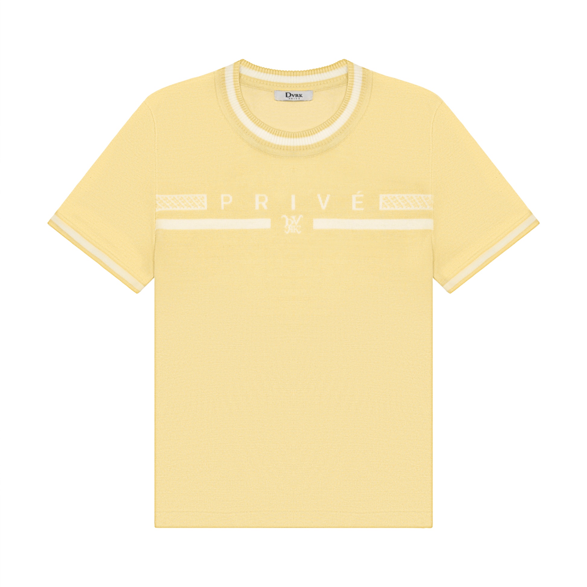DVRK PRIVÉ BAR LOGO KNITTED CROPPED T-SHIRT - YELLOW