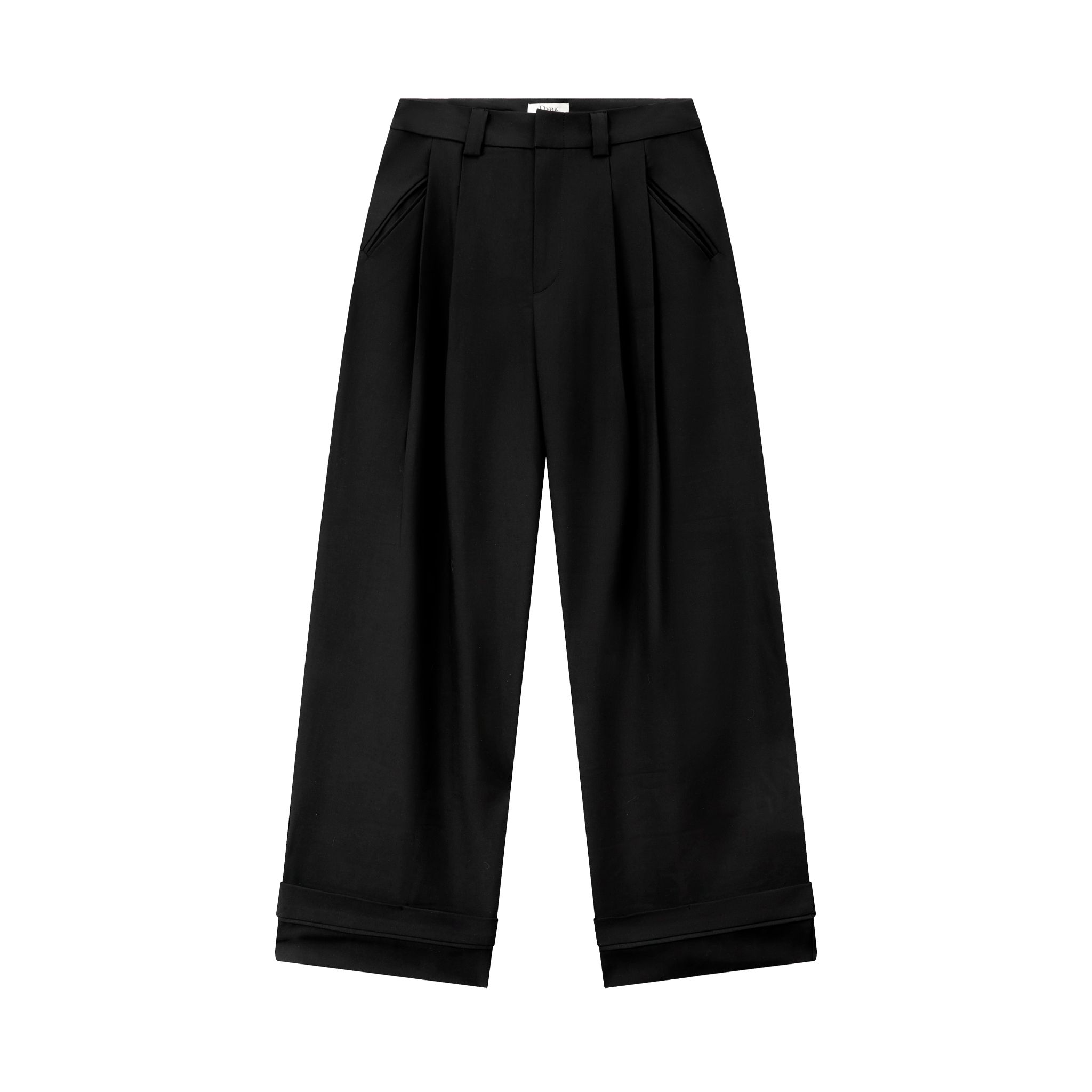 DVRK PRIVÉ DOUBLE PLEATED WIDE-LEG PANTS - BLACK