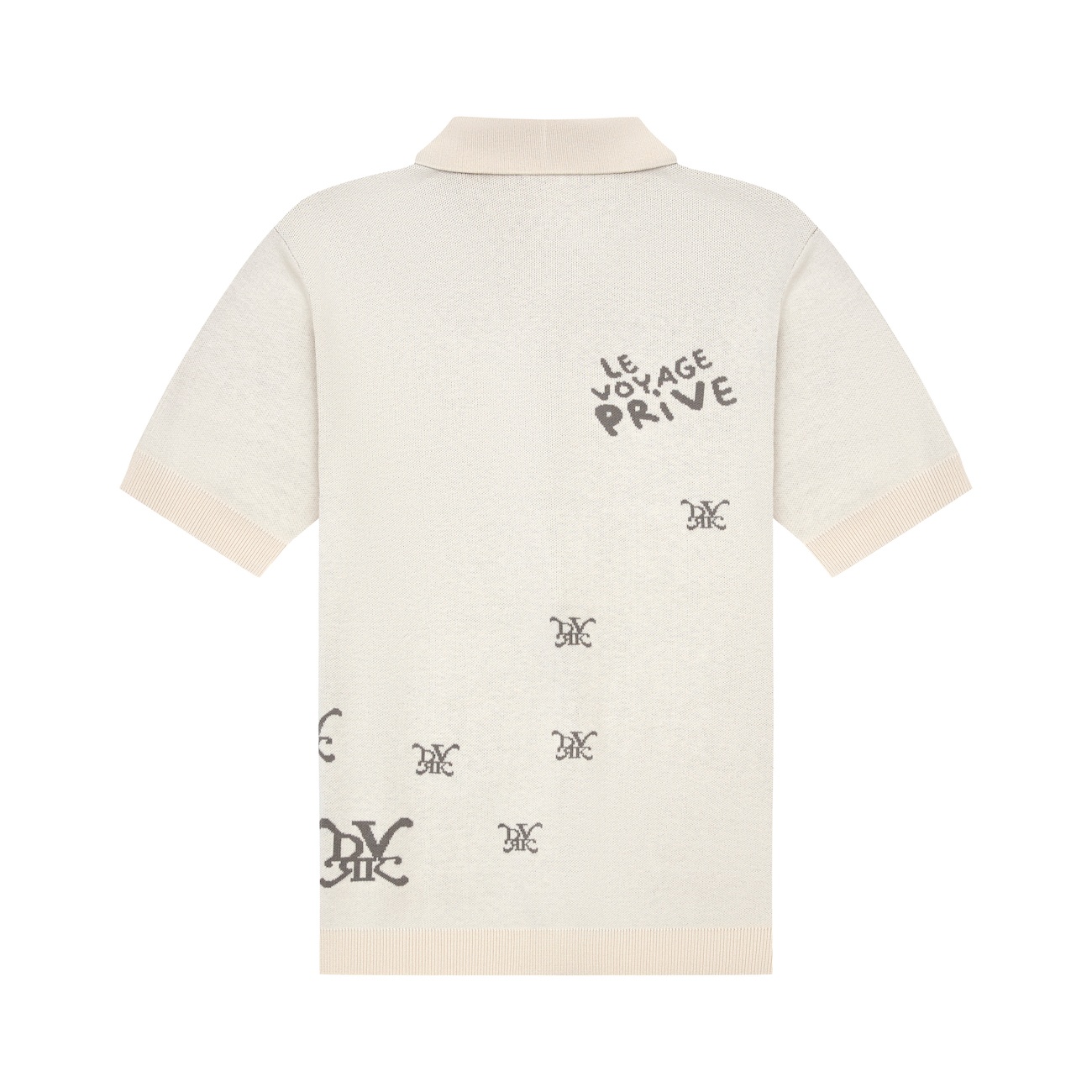 DVRK PRIVÉ MULTI LOGO KNITTED ZIP-UP SHIRT - CREAM 2