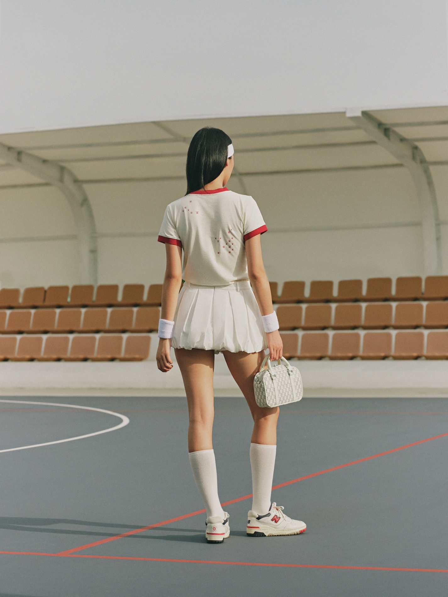 DVRK PRIVÉ MULTI LOGO GRADIENT BABY TEE - CREAM/RED 7