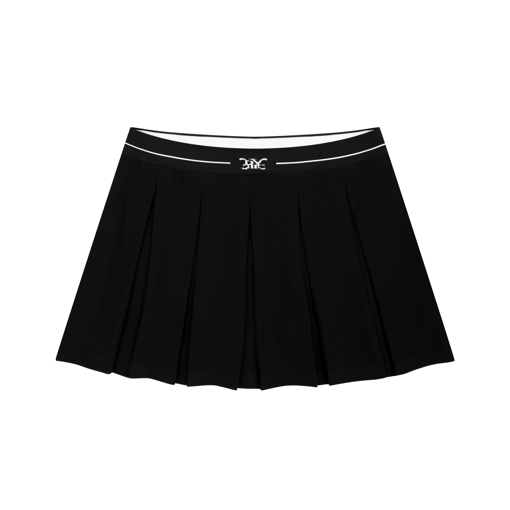 DVRK PRIVÉ LOGO WAISTBAND PLEATED MINI SKIRT - BLACK