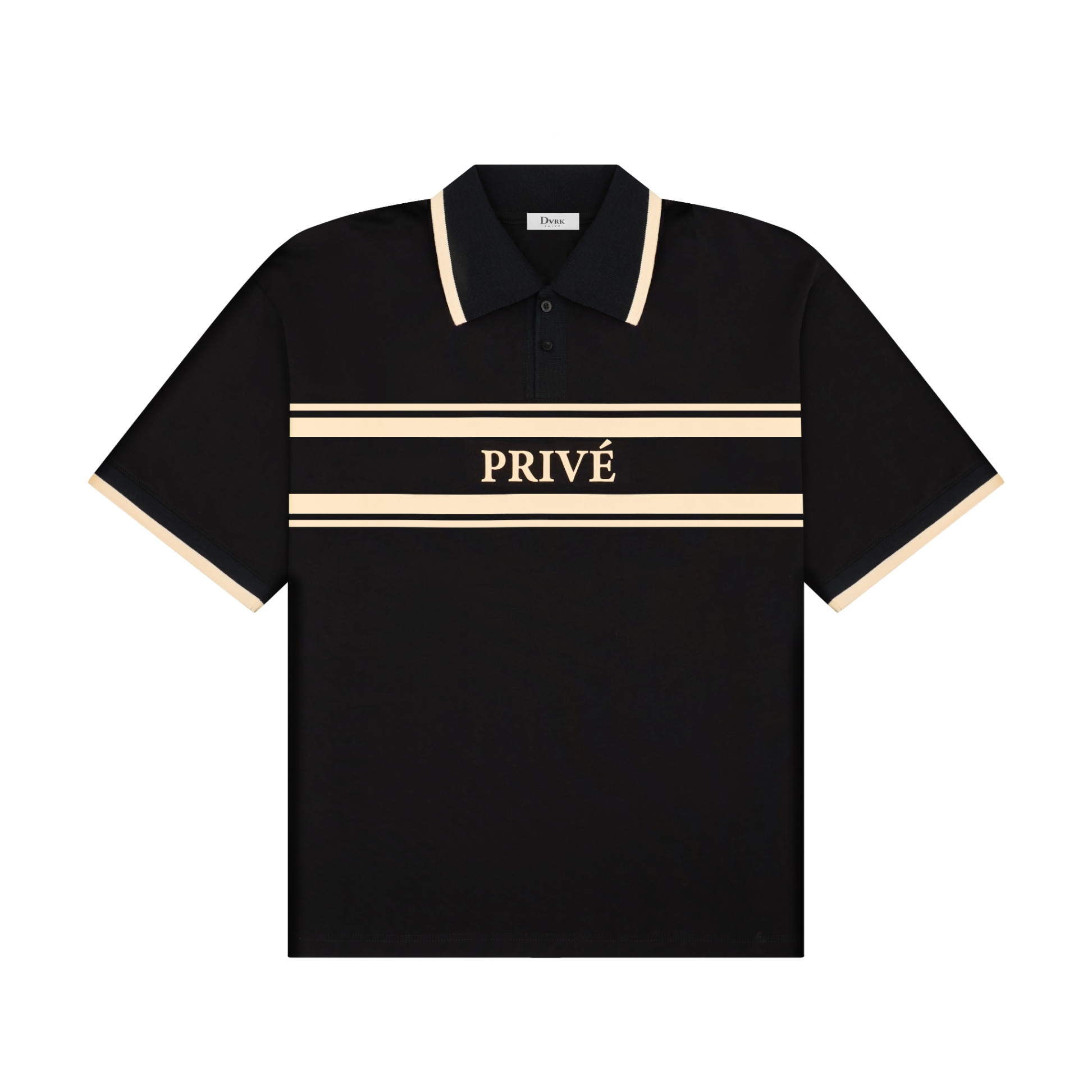 DVRK PRIVÉ STRIPED LOGO POLO - BLACK