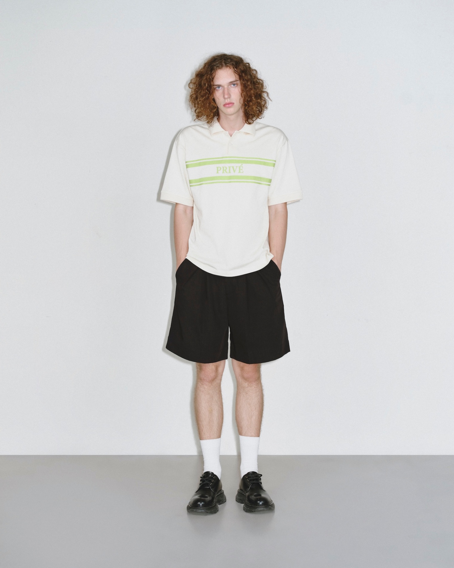 DVRK PRIVÉ STRIPED LOGO POLO - CREAM