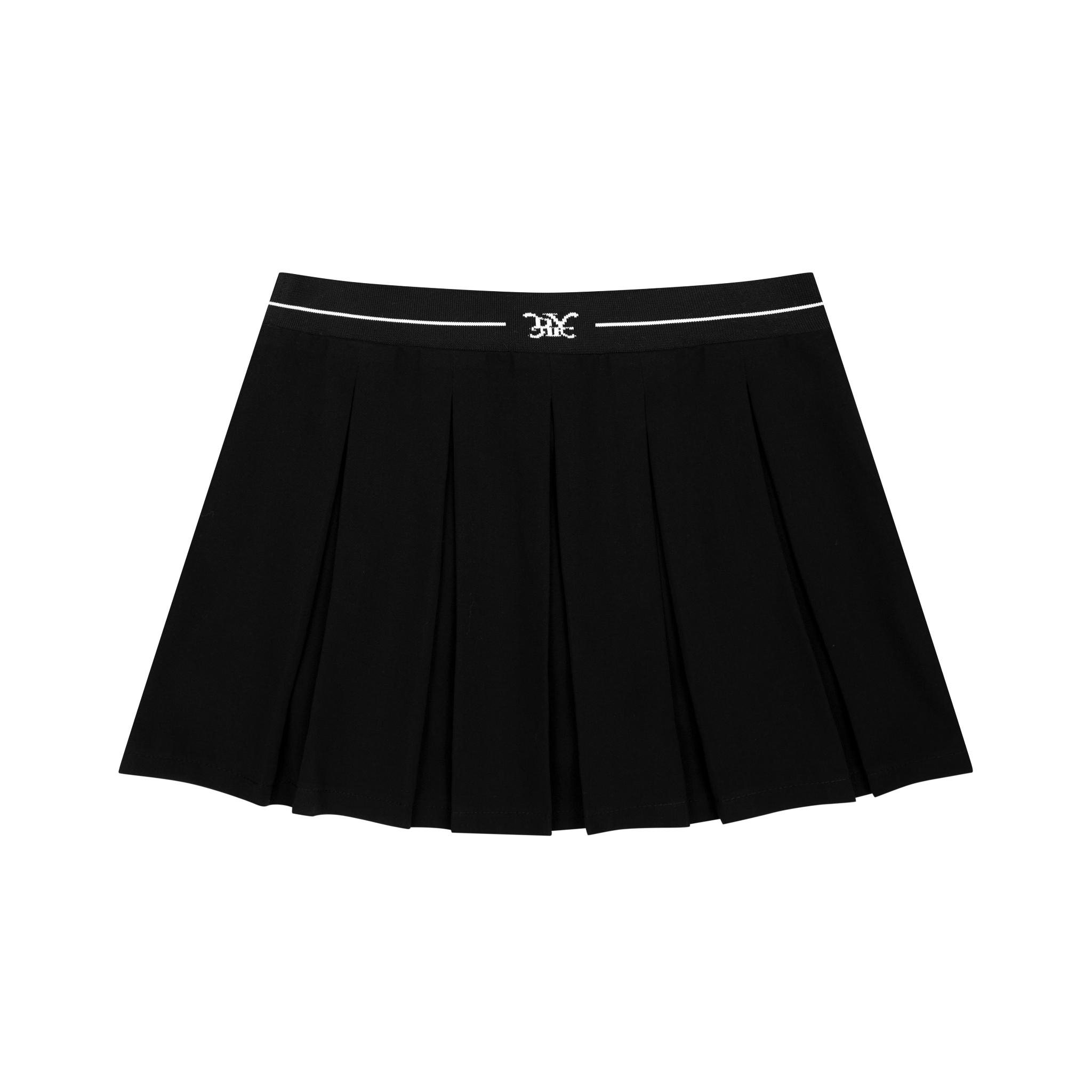 DVRK PRIVÉ LOGO WAISTBAND PLEATED MINI SKIRT - BLACK 2