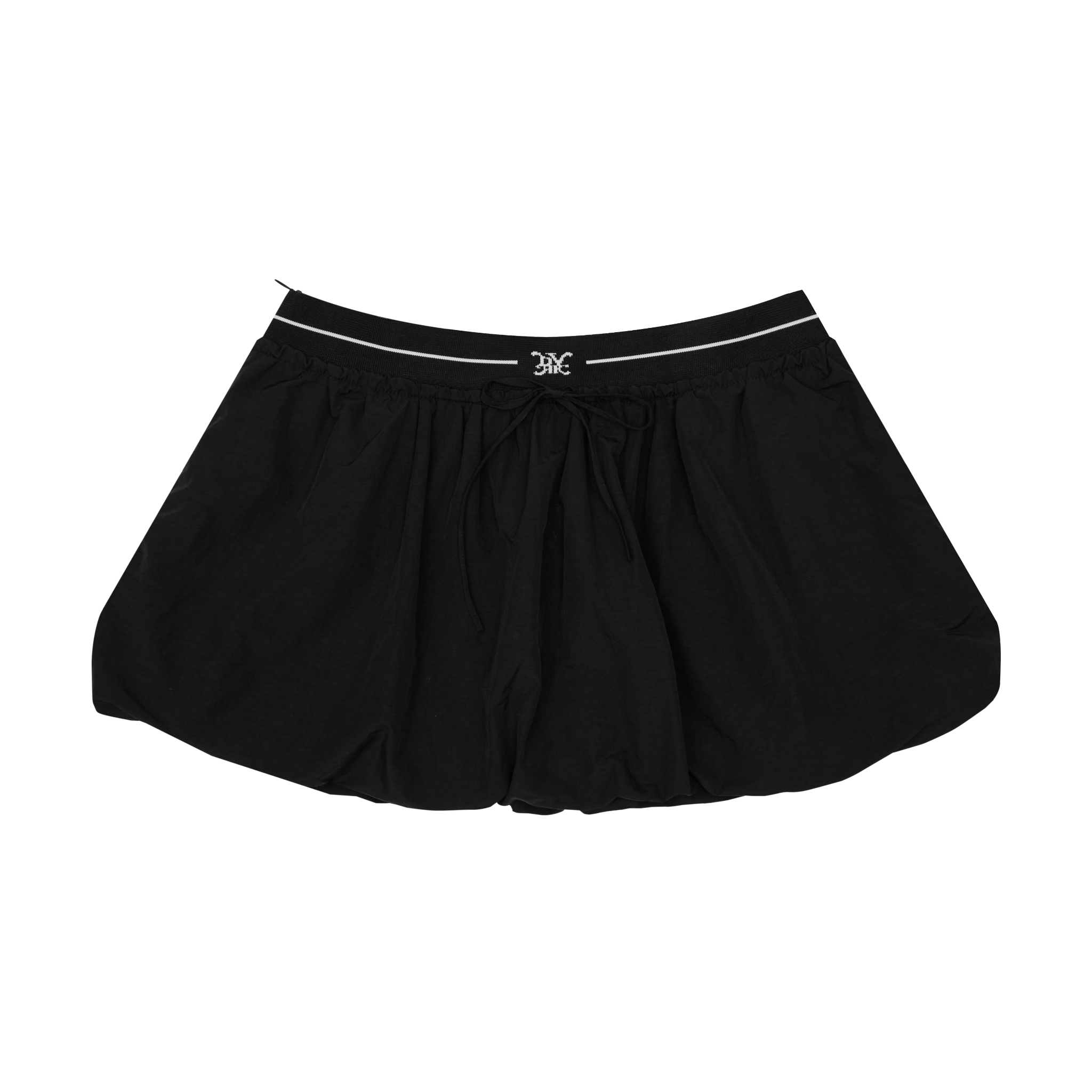 DVRK PRIVÉ LOGO WAISTBAND BUBBLE SKIRT PANTS - BLACK