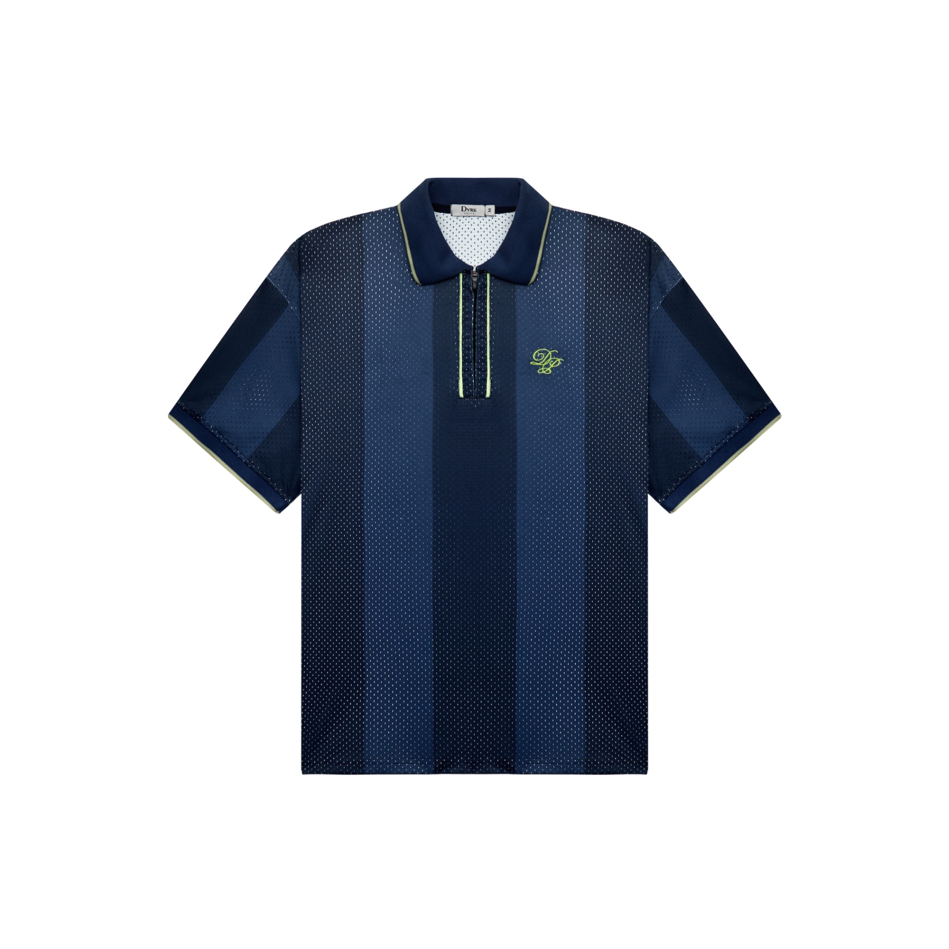 DVRK PRIVÉ RÊVERIE STRIPED JERSEY ZIP UP POLO - MIDNIGHT BLUE