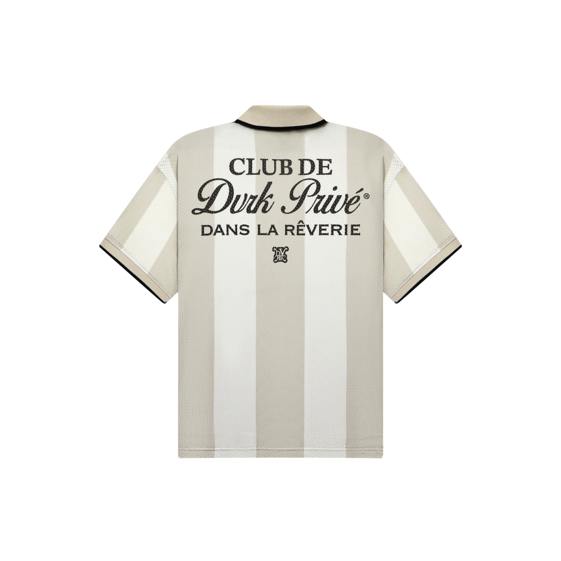 DVRK PRIVÉ RÊVERIE STRIPED JERSEY ZIP UP POLO - GREY 2