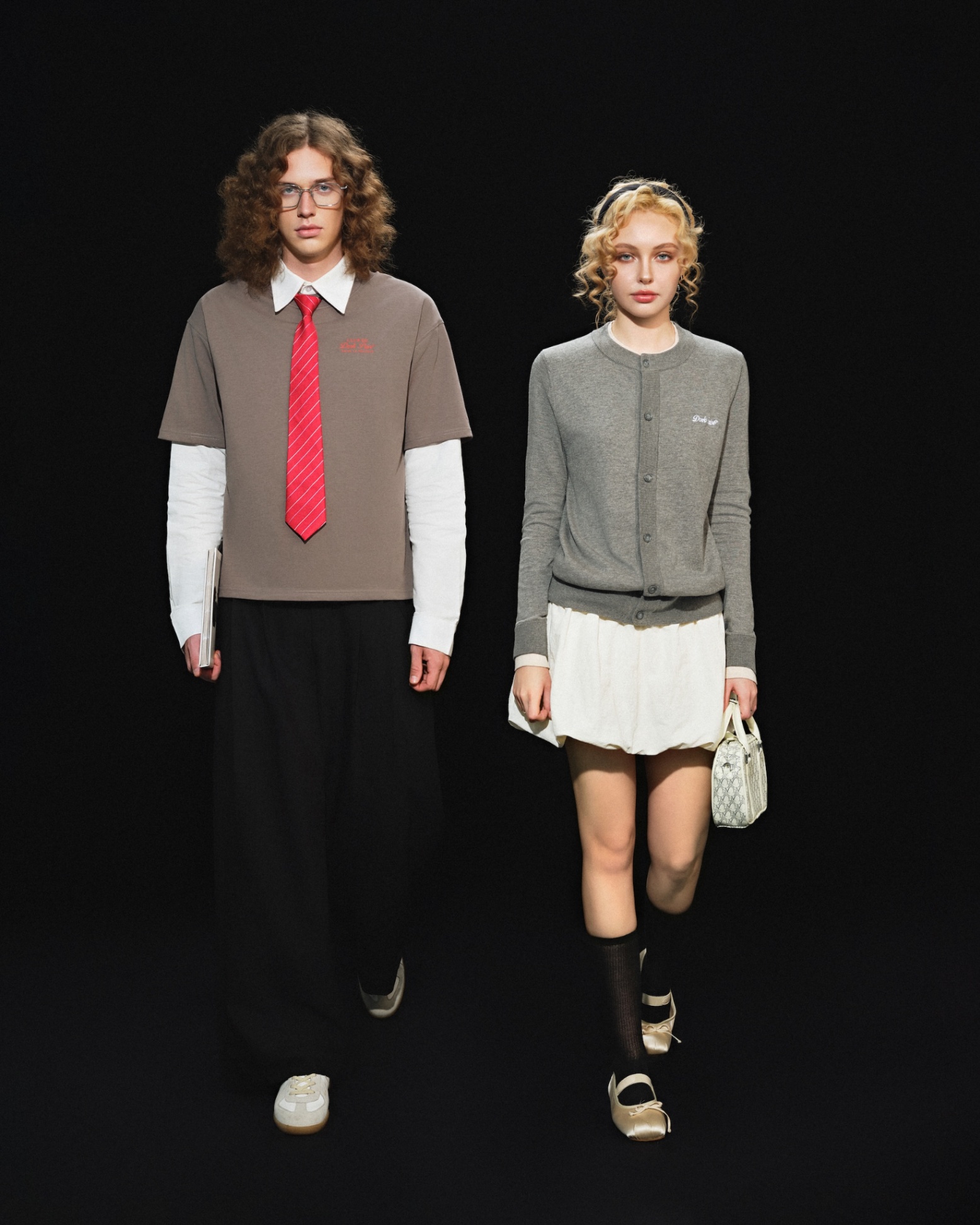 DVRK PRIVÉ DOUBLE LAYER KNITTED CARDIGAN - GREY / CREAM 5