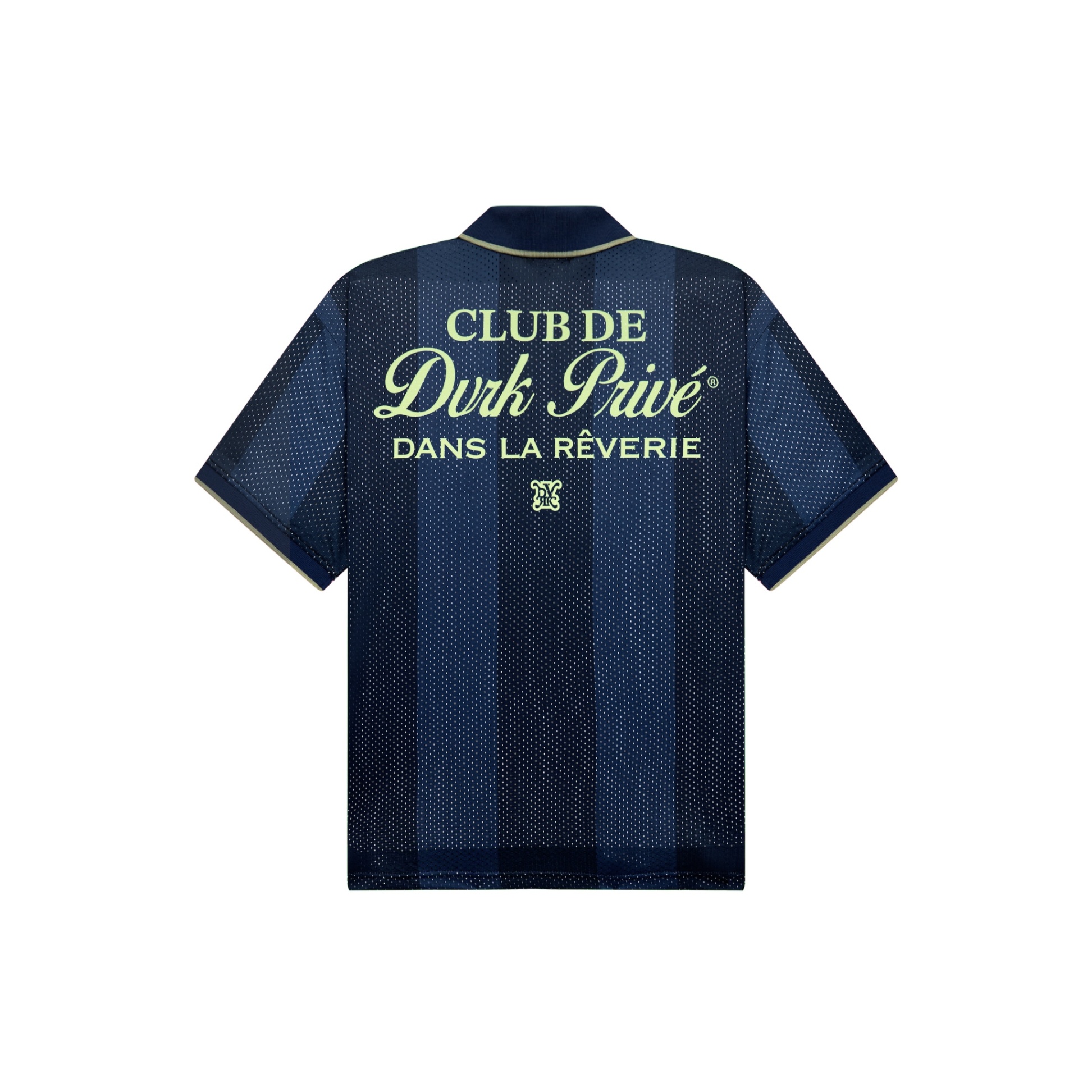DVRK PRIVÉ RÊVERIE STRIPED JERSEY ZIP UP POLO - MIDNIGHT BLUE 2