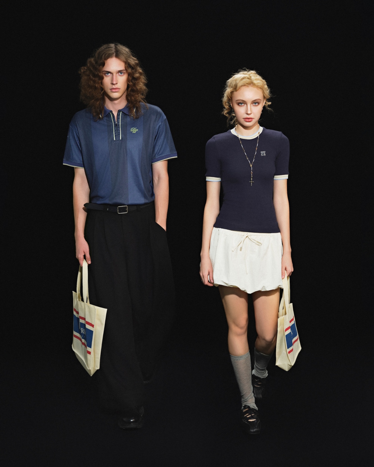 DVRK PRIVÉ RÊVERIE STRIPED JERSEY ZIP UP POLO - MIDNIGHT BLUE 7