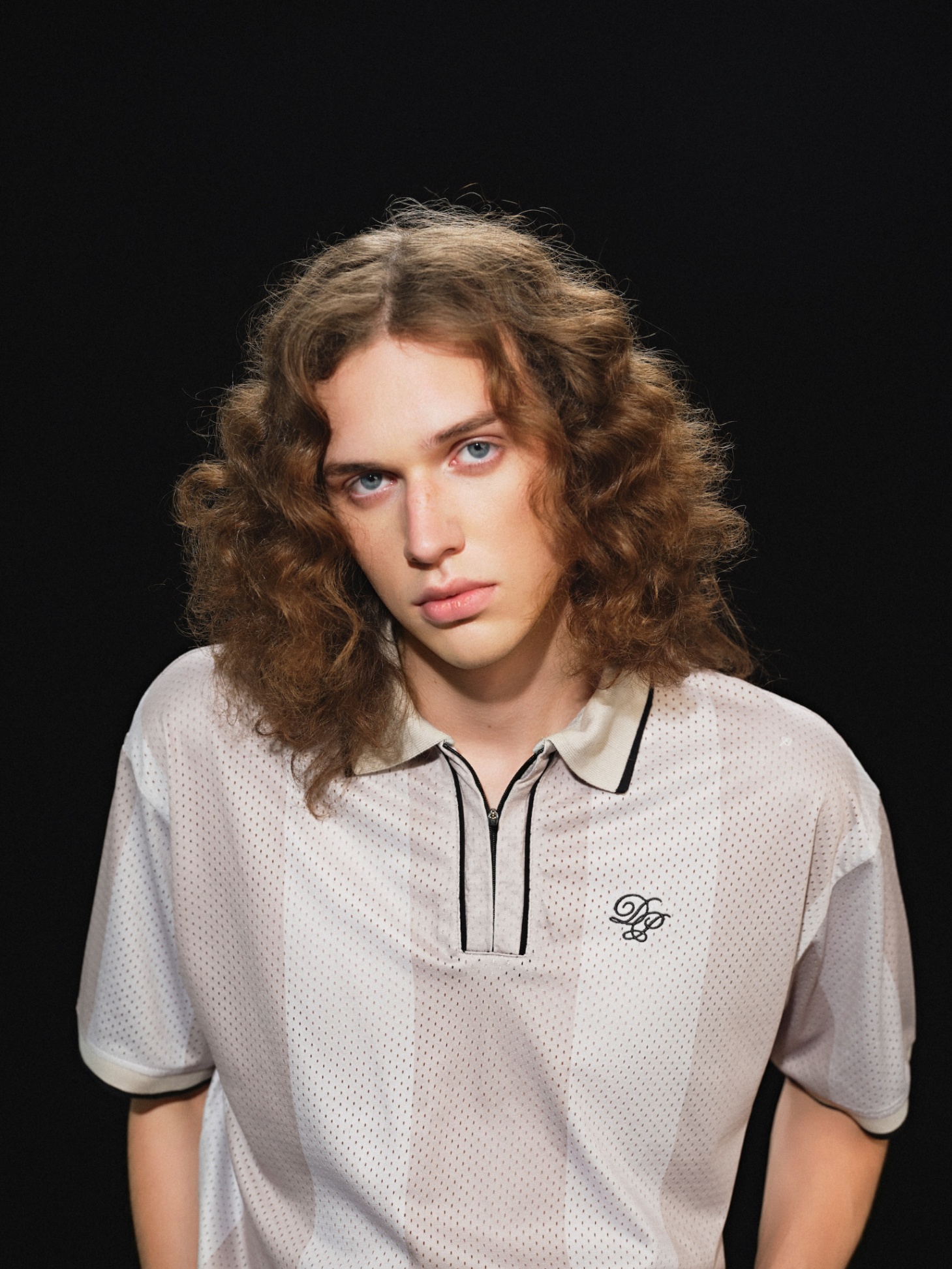 DVRK PRIVÉ RÊVERIE STRIPED JERSEY ZIP UP POLO - GREY 5