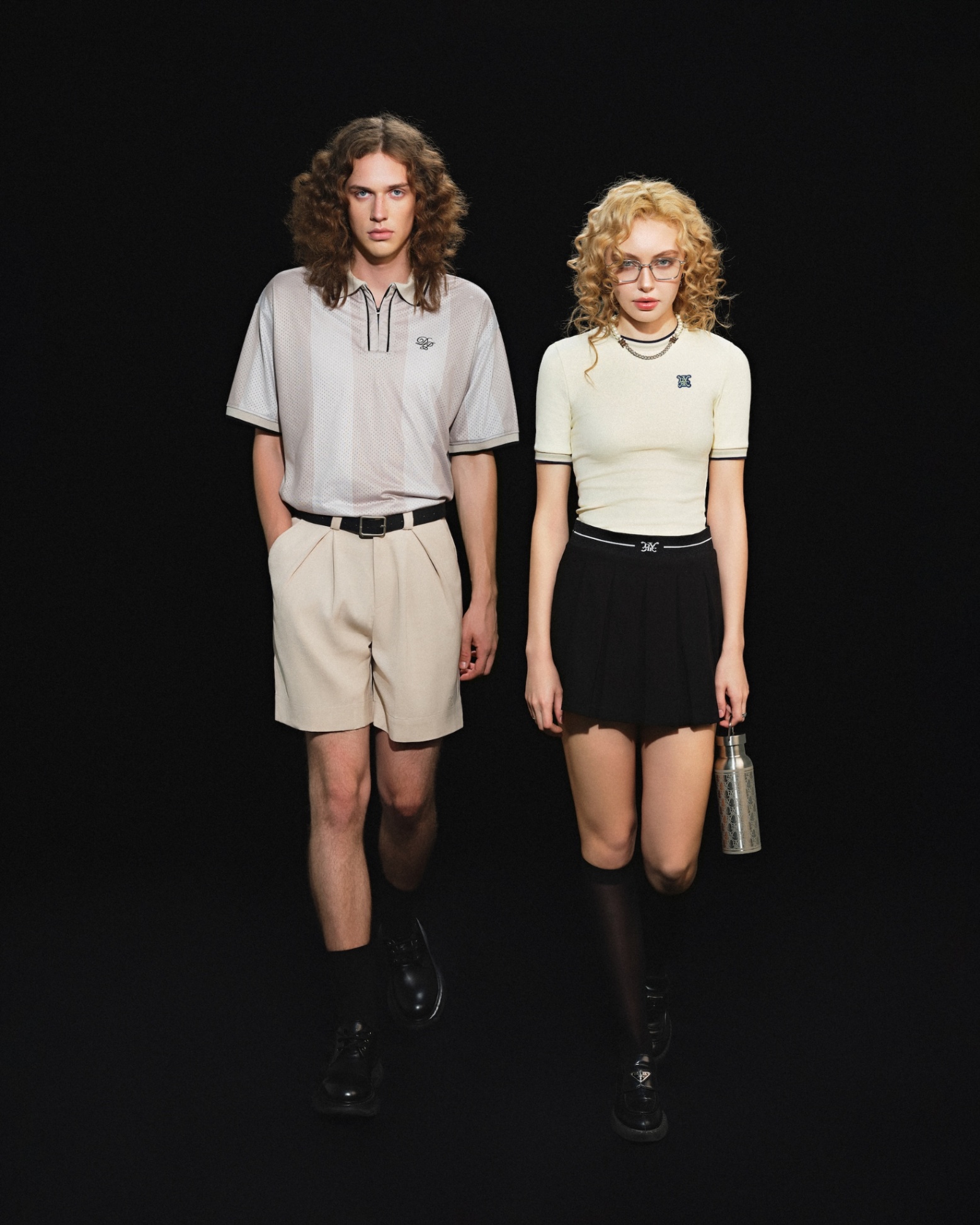 DVRK PRIVÉ RÊVERIE STRIPED JERSEY ZIP UP POLO - GREY 6