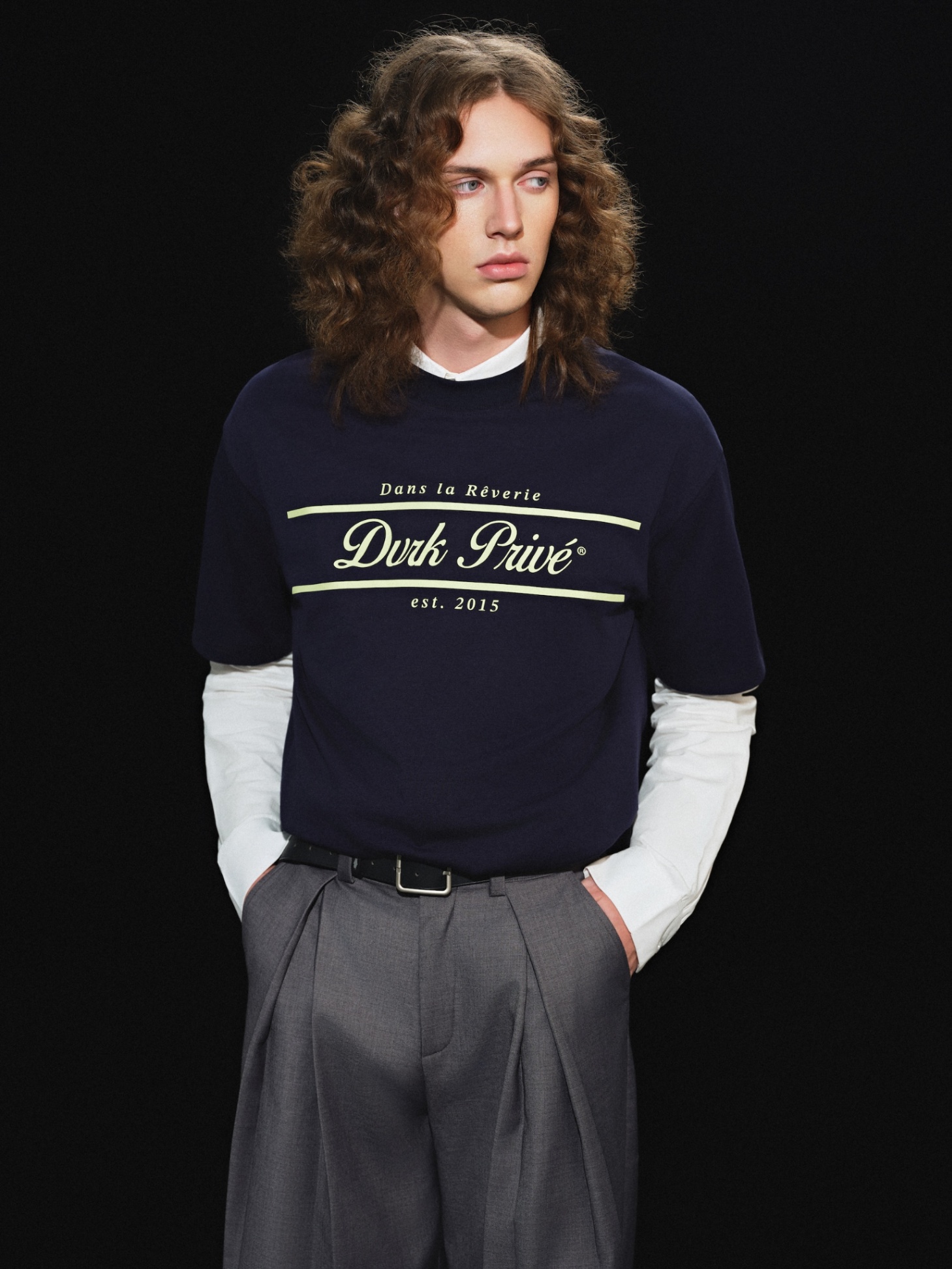 DVRK PRIVÉ RÊVERIE STRIPED LOGO TEE V2 - MIDNIGHT BLUE