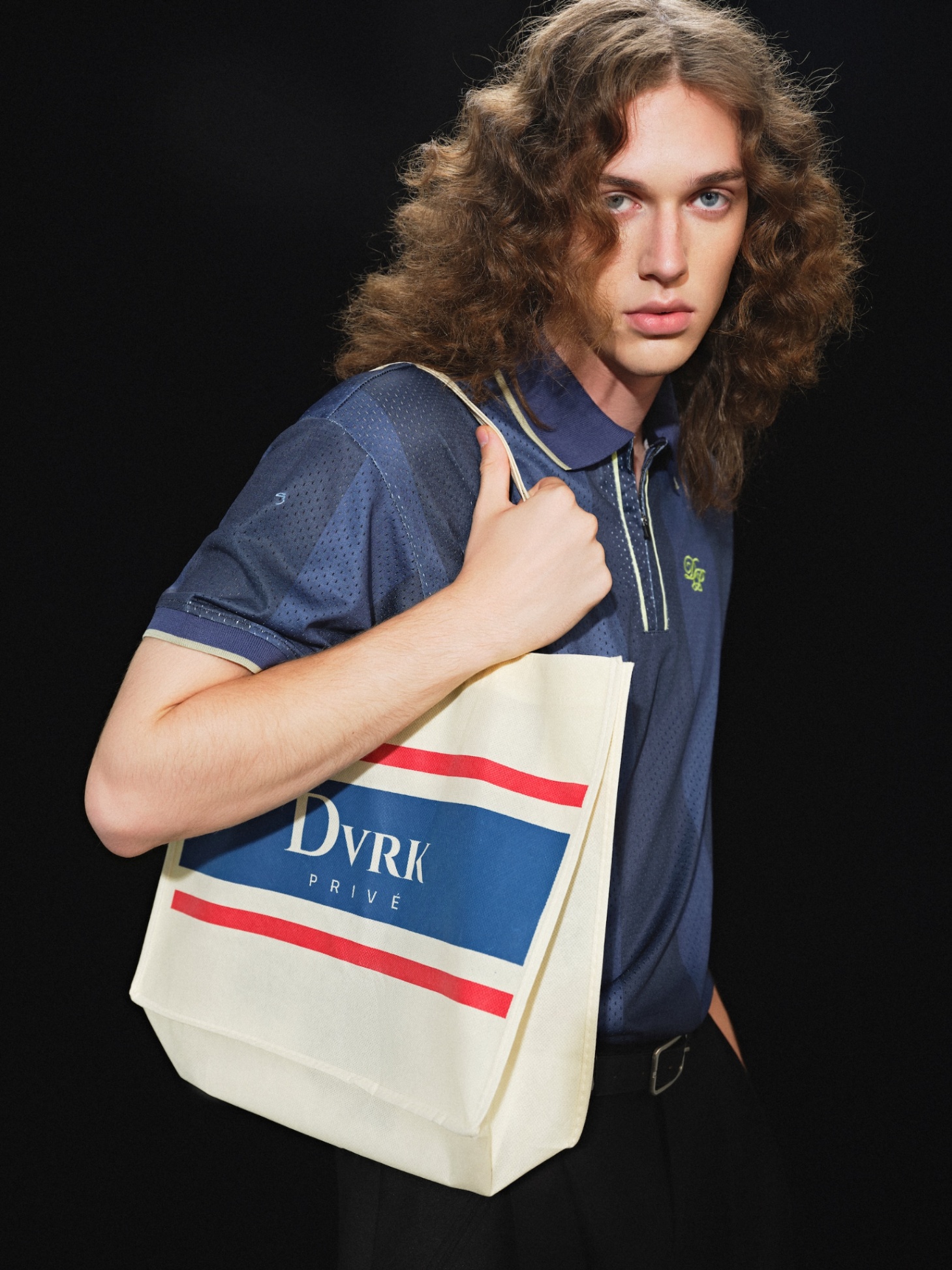 DVRK PRIVÉ RÊVERIE STRIPED JERSEY ZIP UP POLO - MIDNIGHT BLUE 5