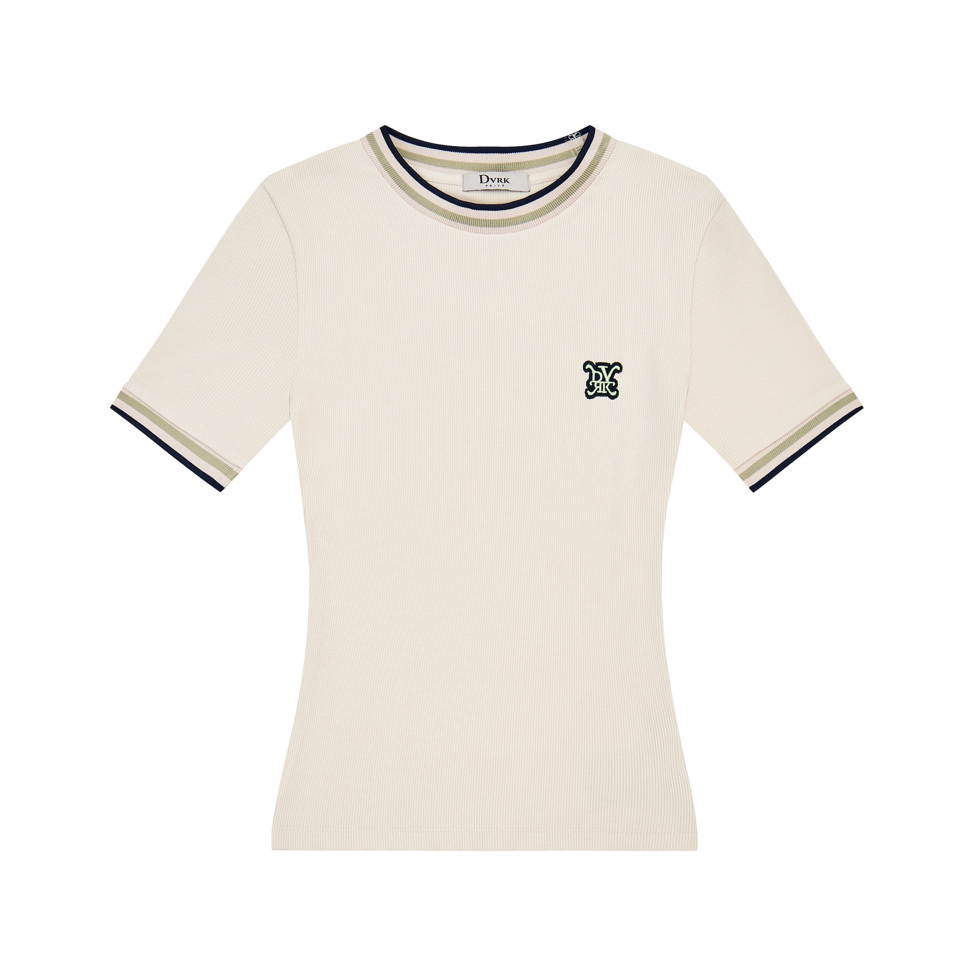 DVRK PRIVÉ STRIPED RIB T-SHIRT - CREAM