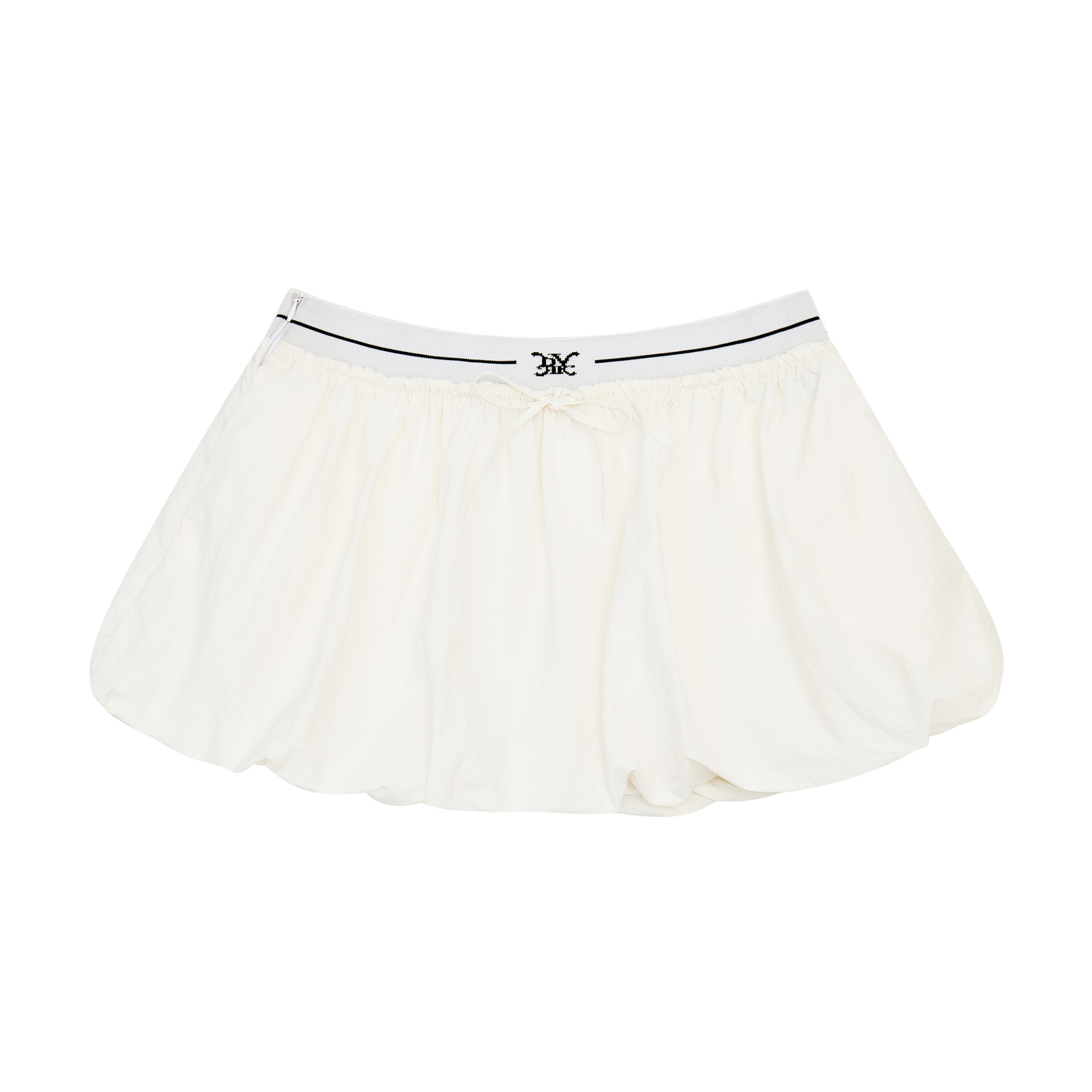DVRK PRIVÉ LOGO WAISTBAND BUBBLE SKIRT PANTS - WHITE